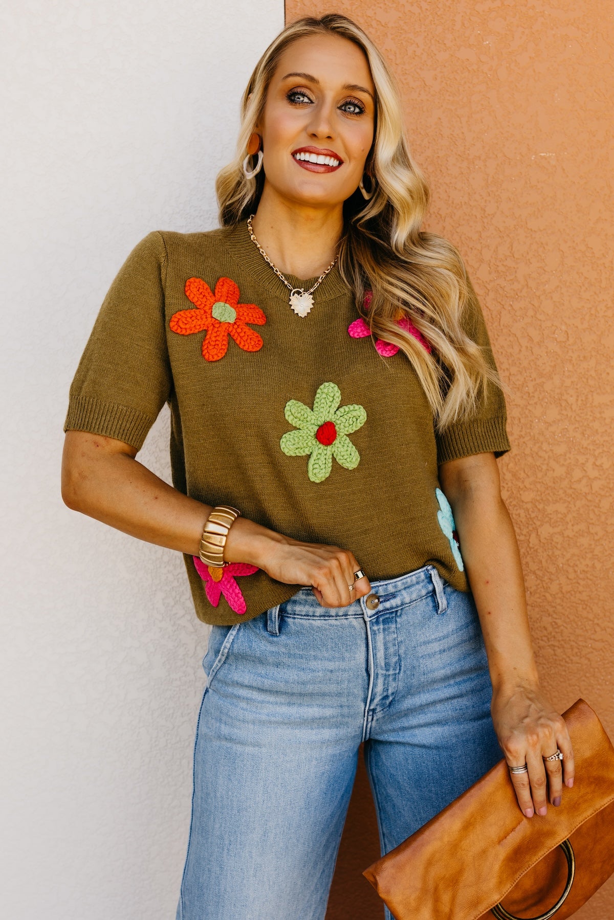 The Deandre Crochet Flower Sweater Top