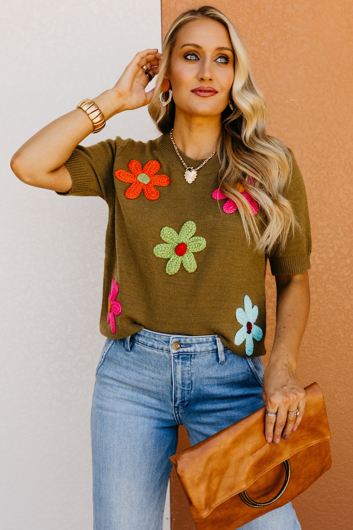 The Deandre Crochet Flower Sweater Top