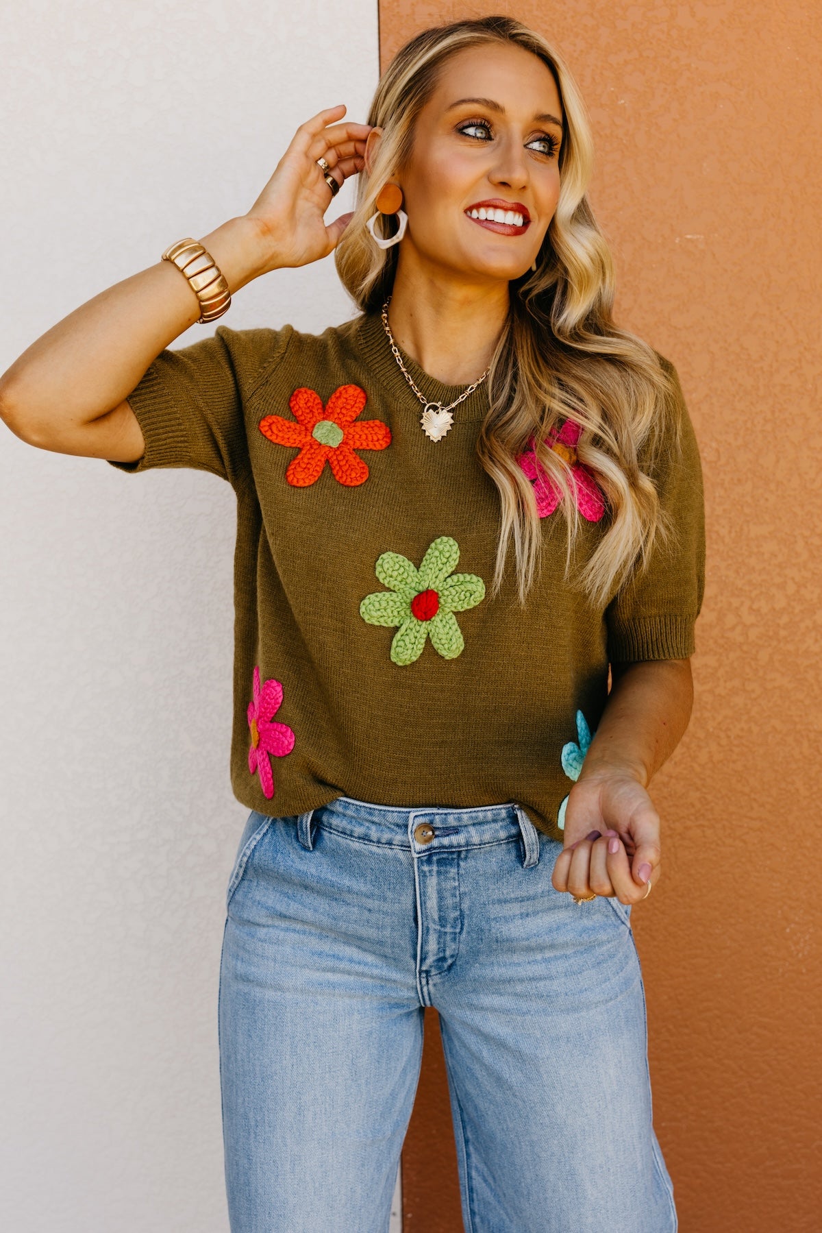 The Deandre Crochet Flower Sweater Top