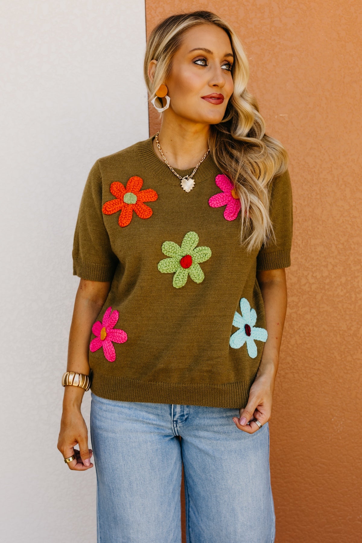 The Deandre Crochet Flower Sweater Top