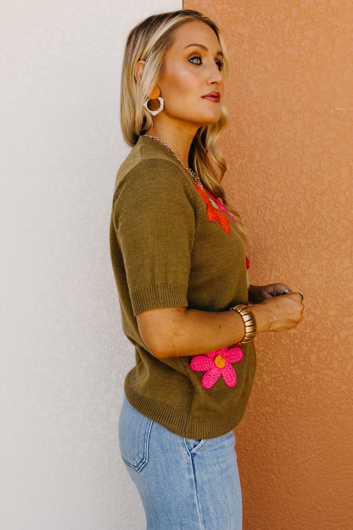 The Deandre Crochet Flower Sweater Top