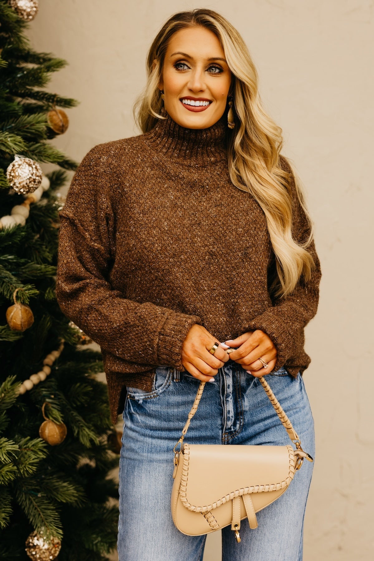 The Leonore Peppered Mock Neck Sweater