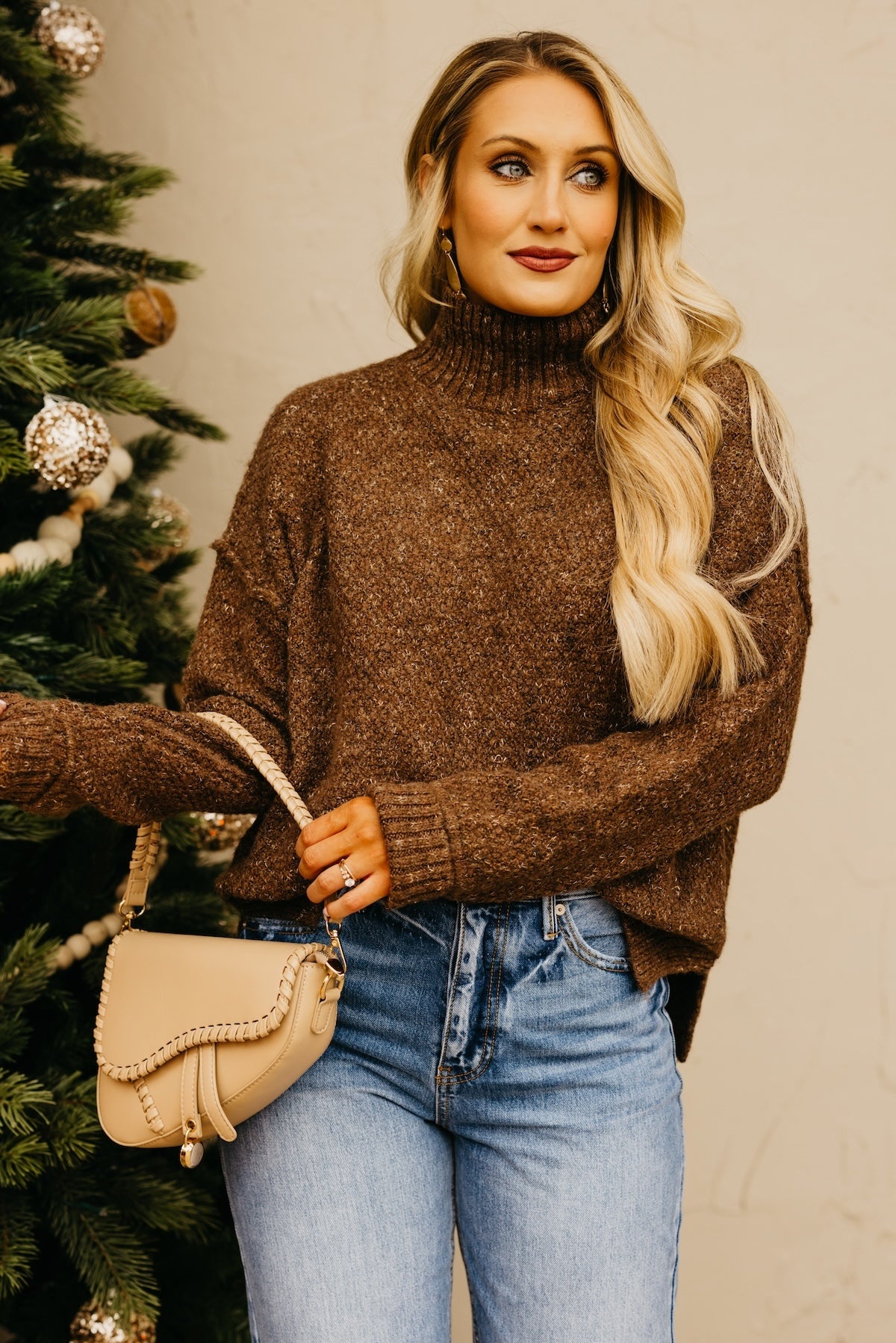 The Leonore Peppered Mock Neck Sweater