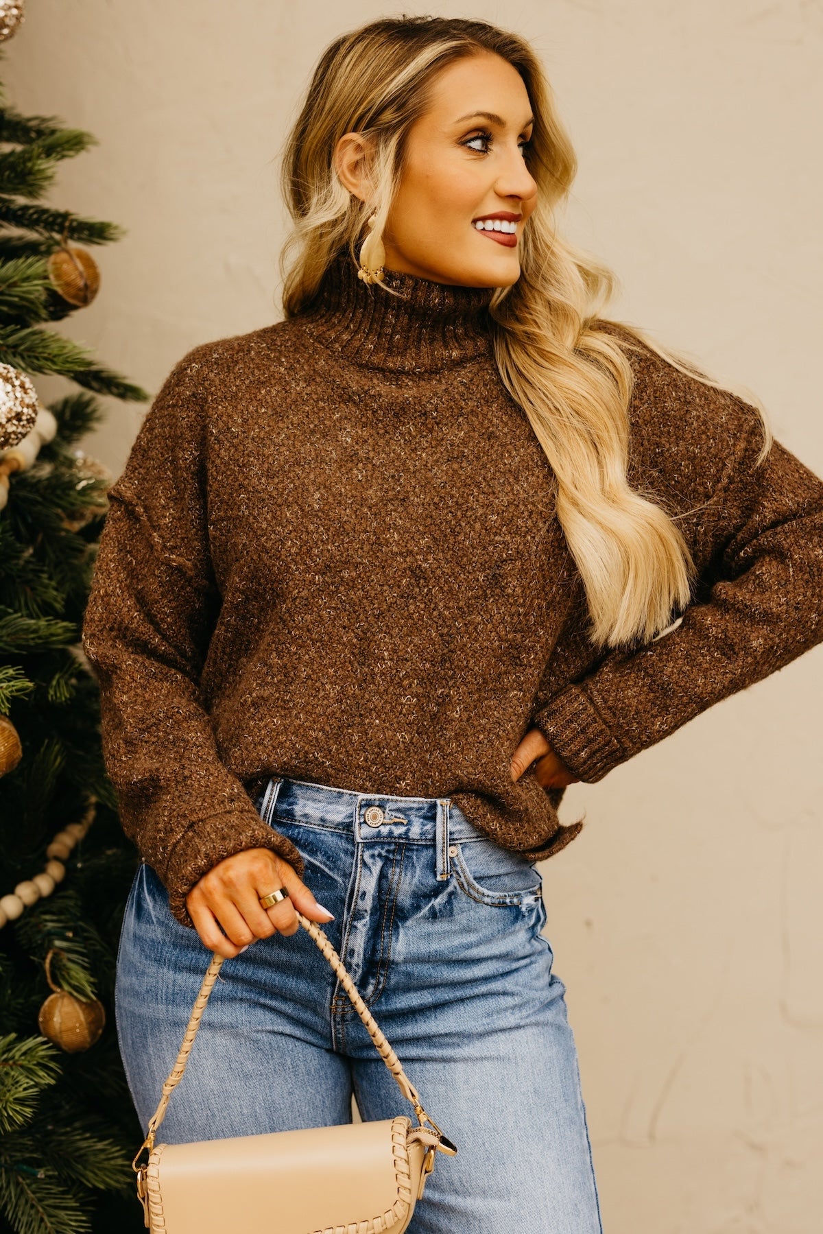 The Leonore Peppered Mock Neck Sweater