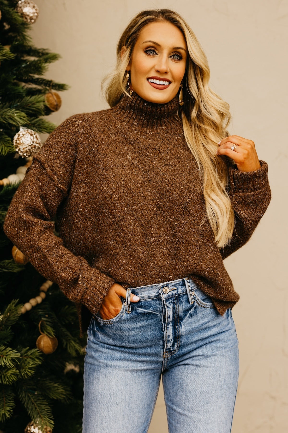 The Leonore Peppered Mock Neck Sweater