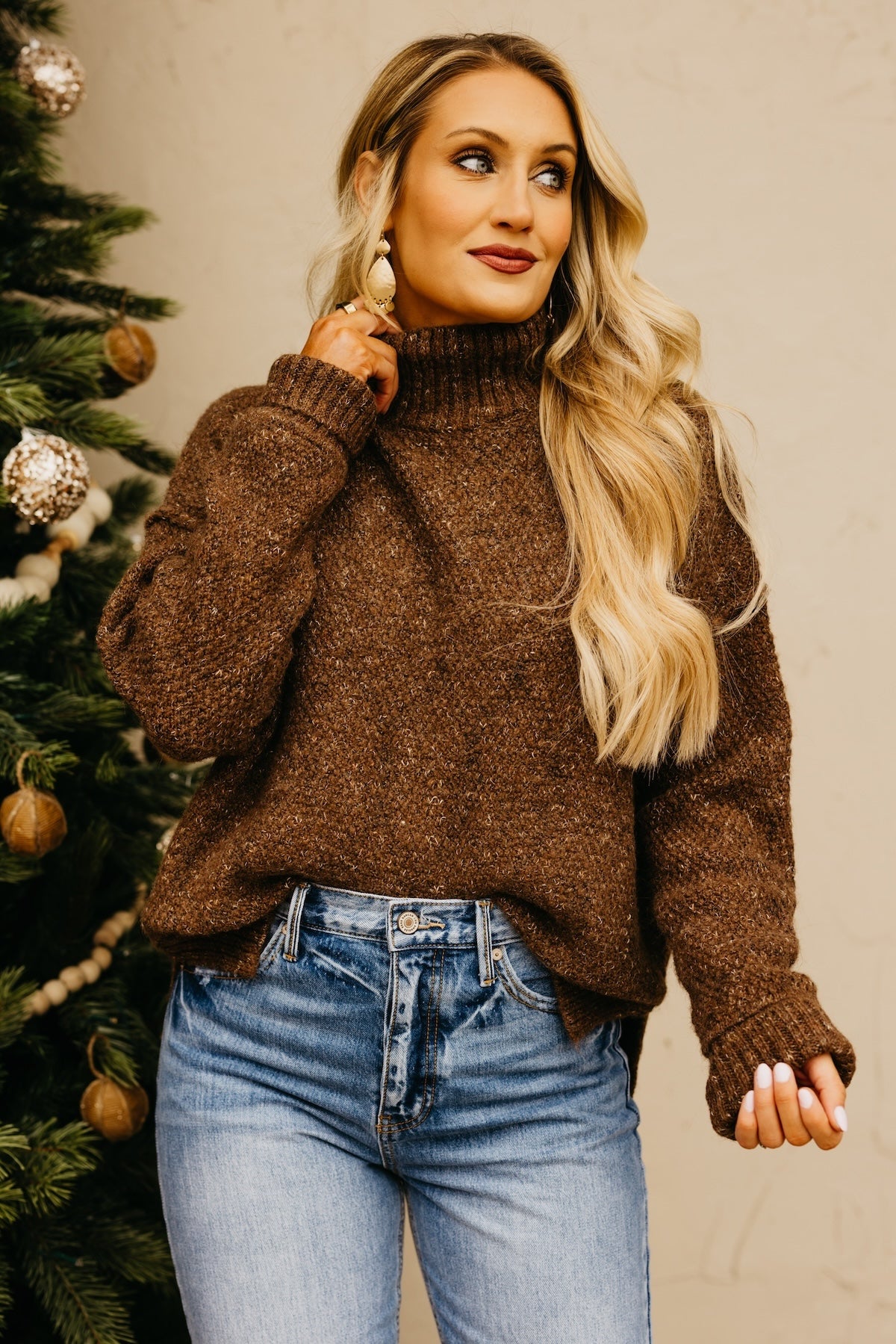 The Leonore Peppered Mock Neck Sweater