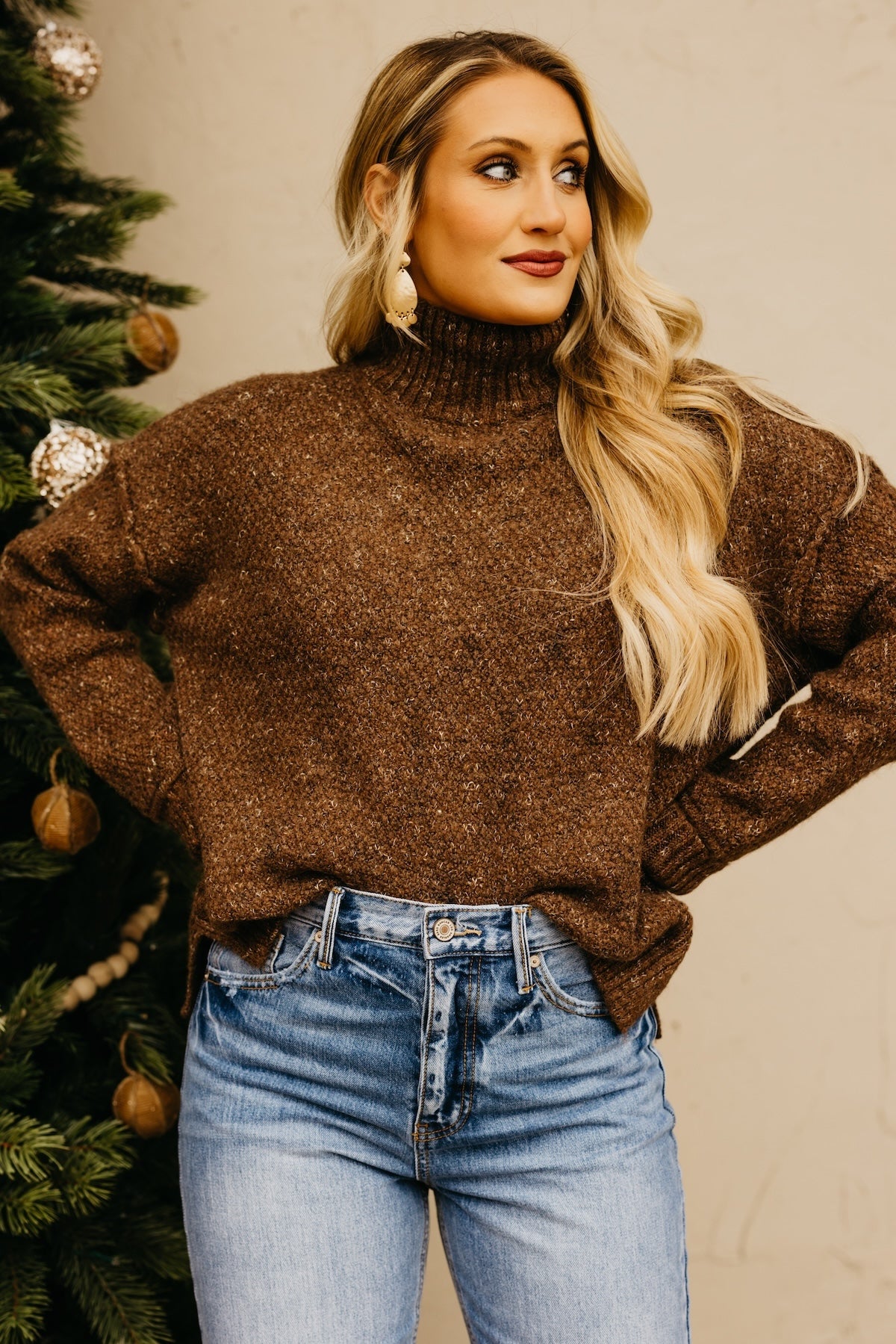 The Leonore Peppered Mock Neck Sweater