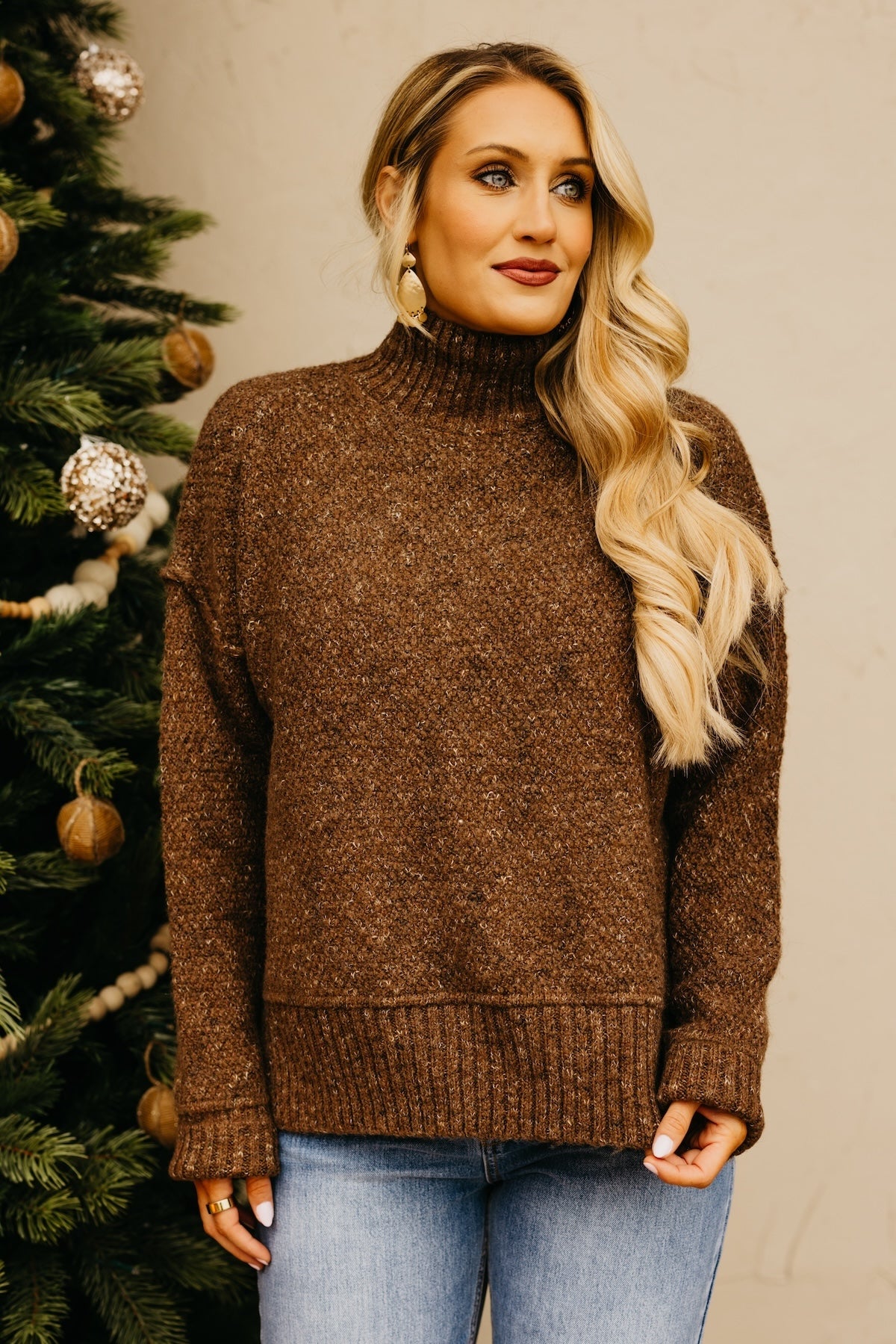 The Leonore Peppered Mock Neck Sweater