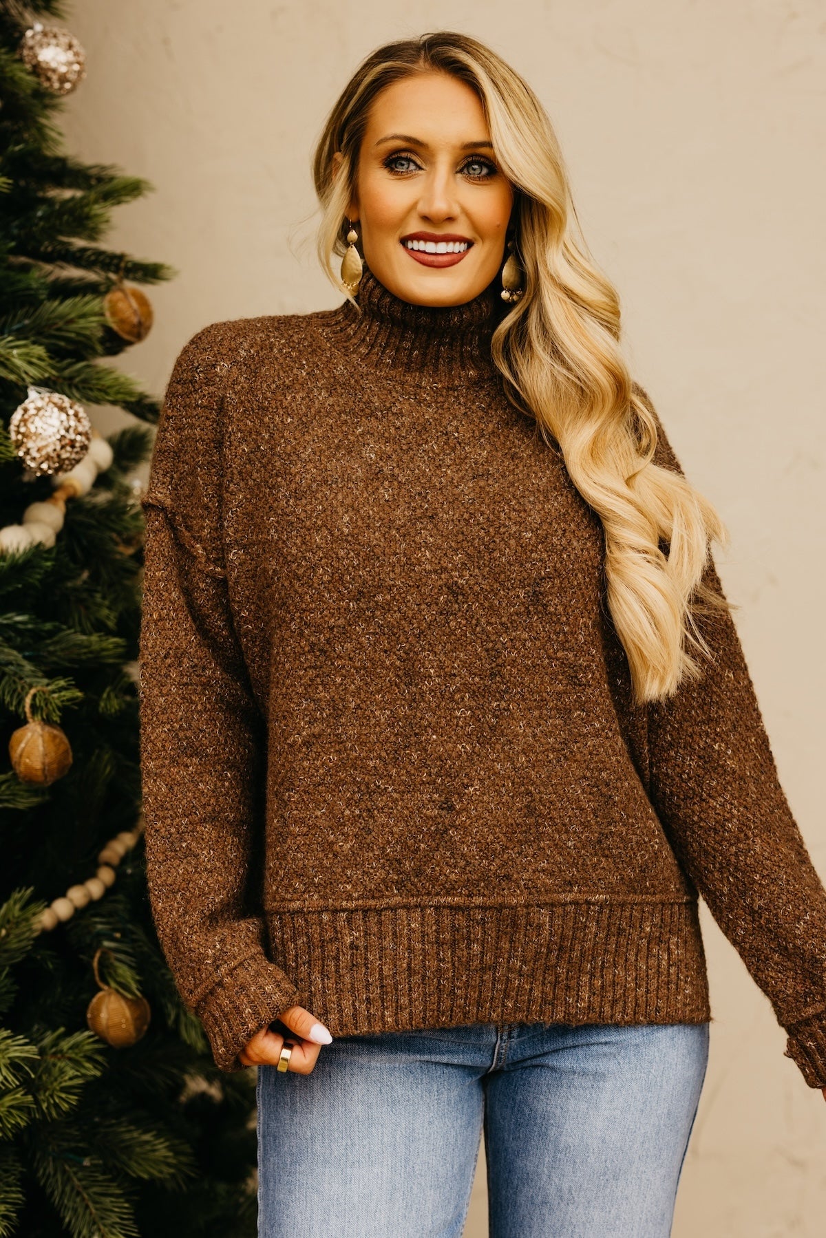 The Leonore Peppered Mock Neck Sweater