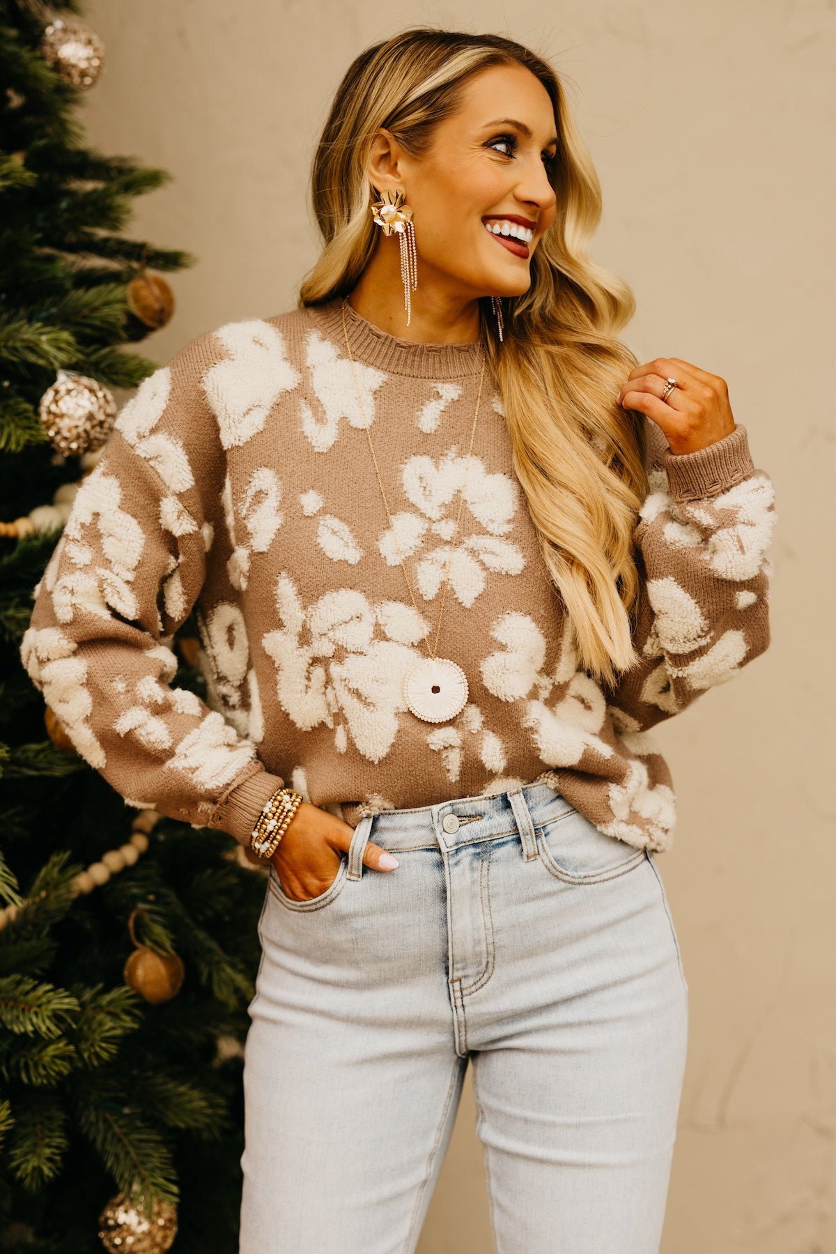 The Dane Floral Distressed Sweater