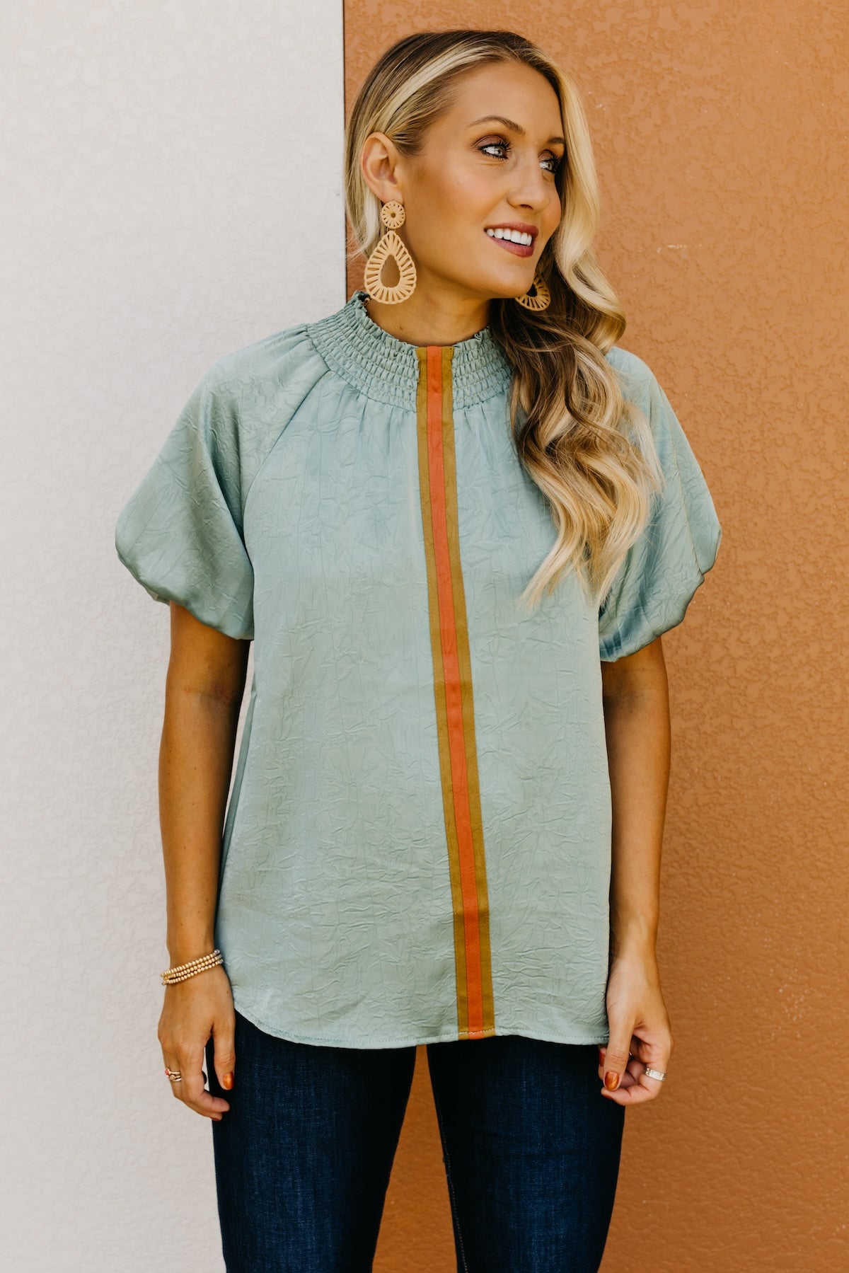 The Brecken Center Tape Trim Blouse