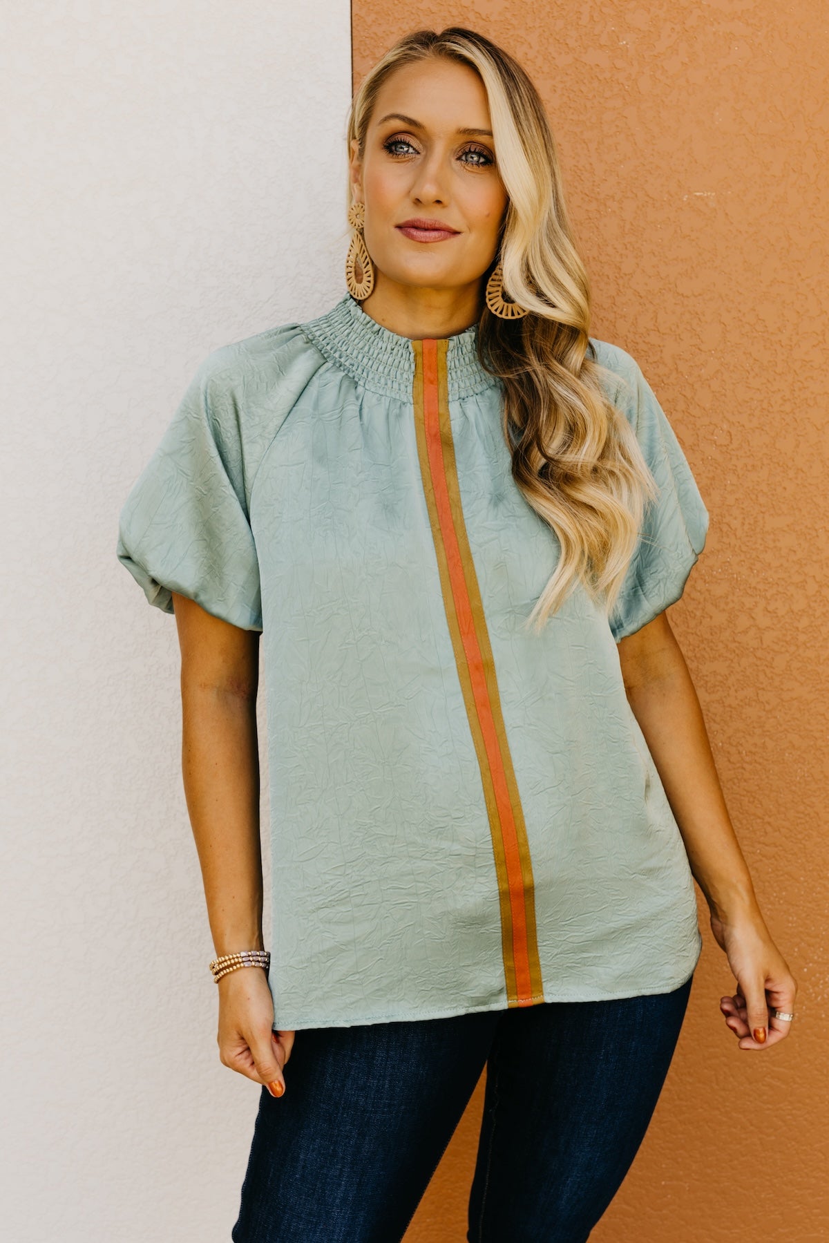 The Brecken Center Tape Trim Blouse