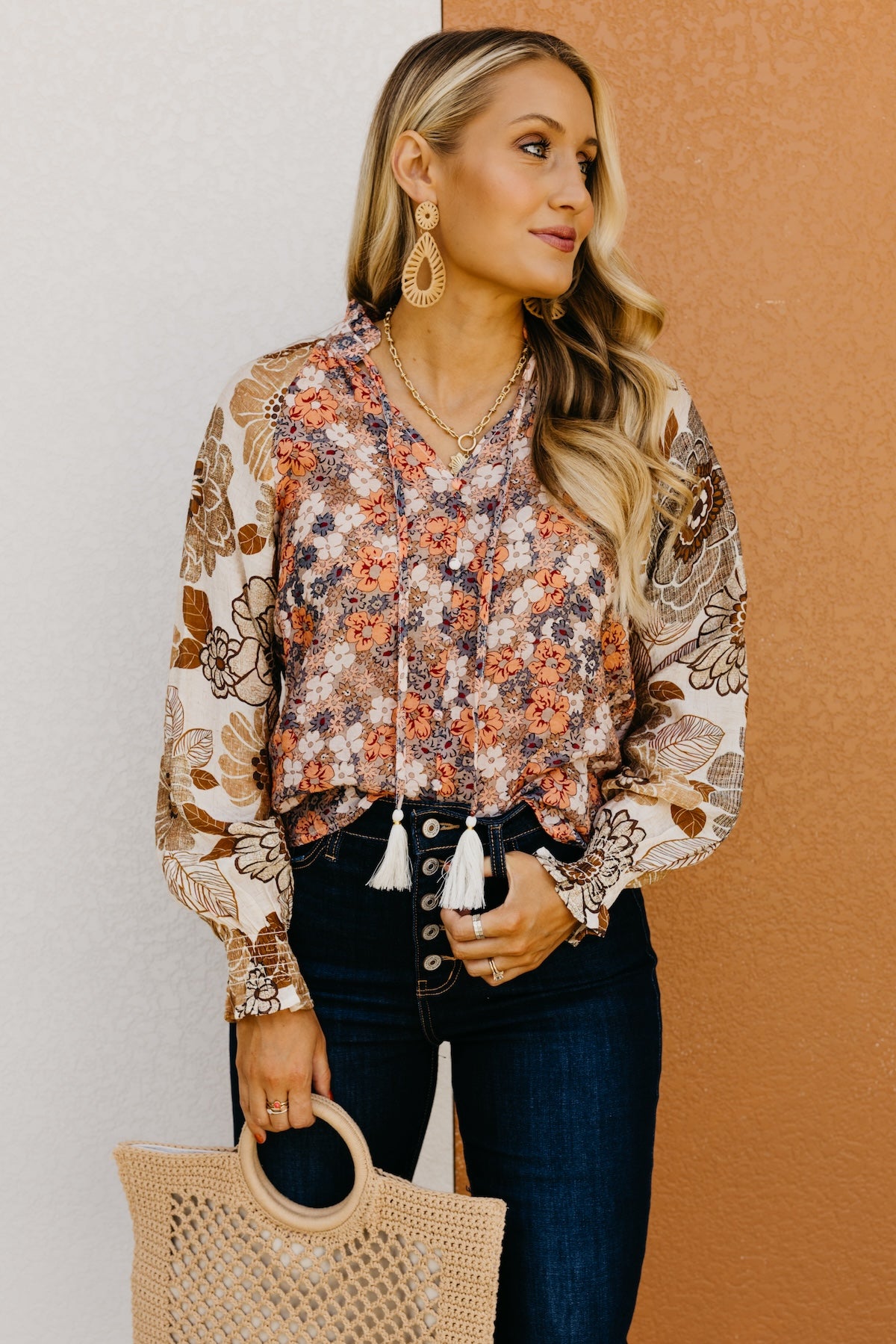 The Aurielia Mix Print Peasant Blouse