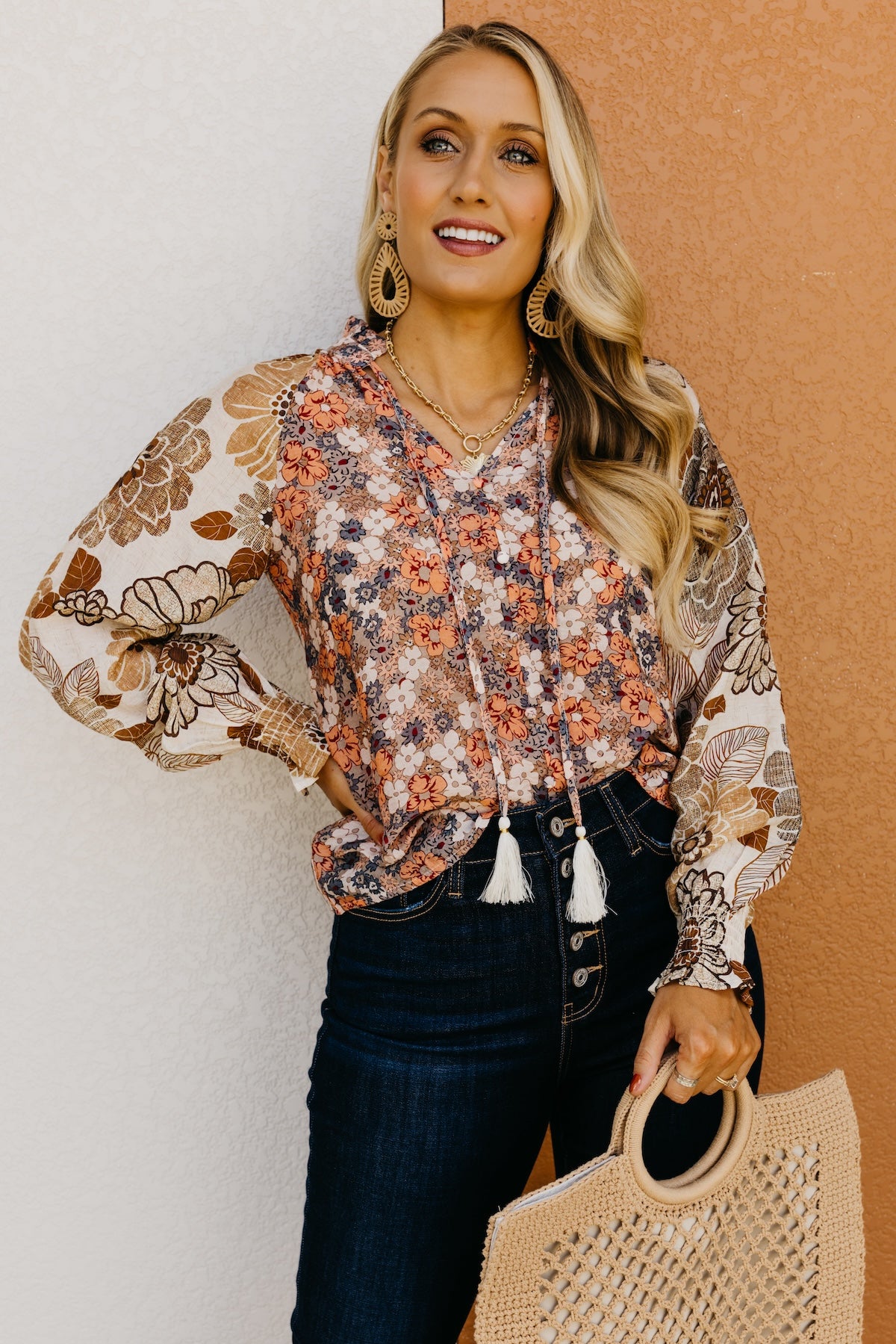 The Aurielia Mix Print Peasant Blouse