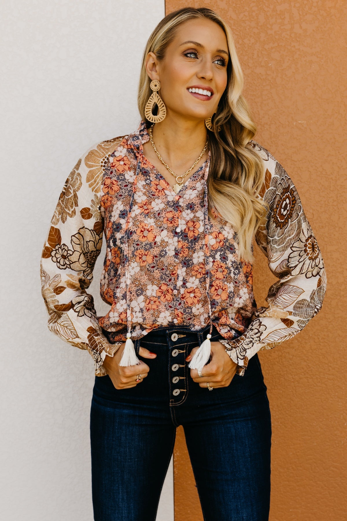 The Aurielia Mix Print Peasant Blouse