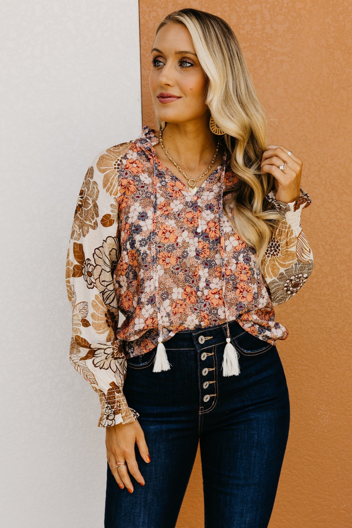 The Aurielia Mix Print Peasant Blouse