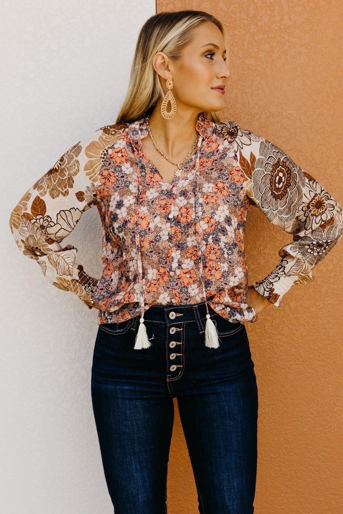 The Aurielia Mix Print Peasant Blouse