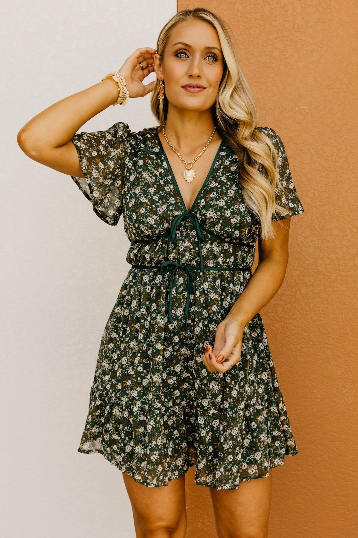 The Zariyah Floral Front Tie Mini Dress