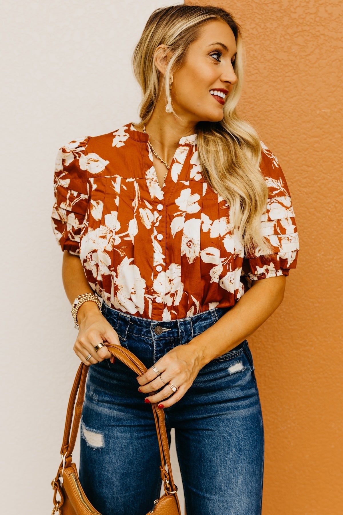 The Florence Floral Pleated Top