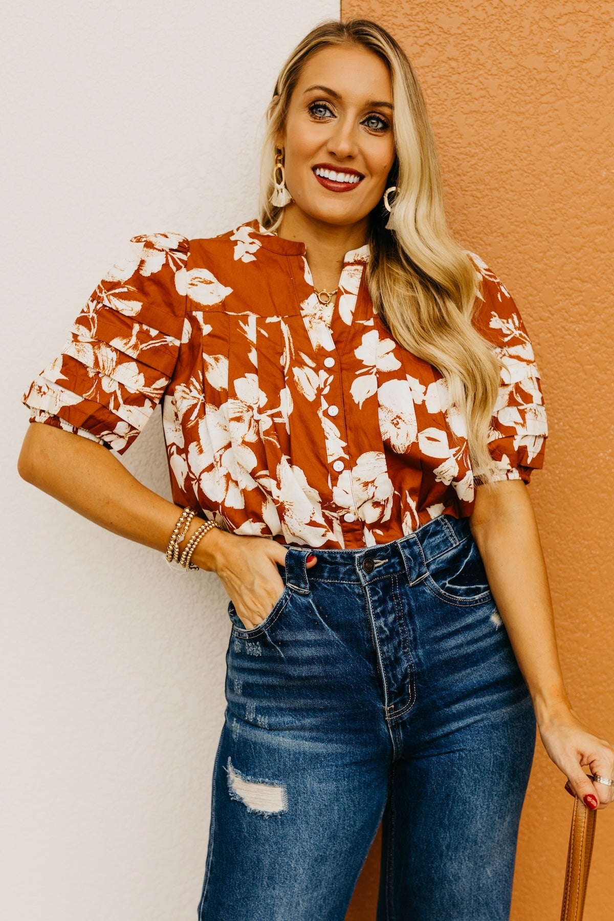 The Florence Floral Pleated Top