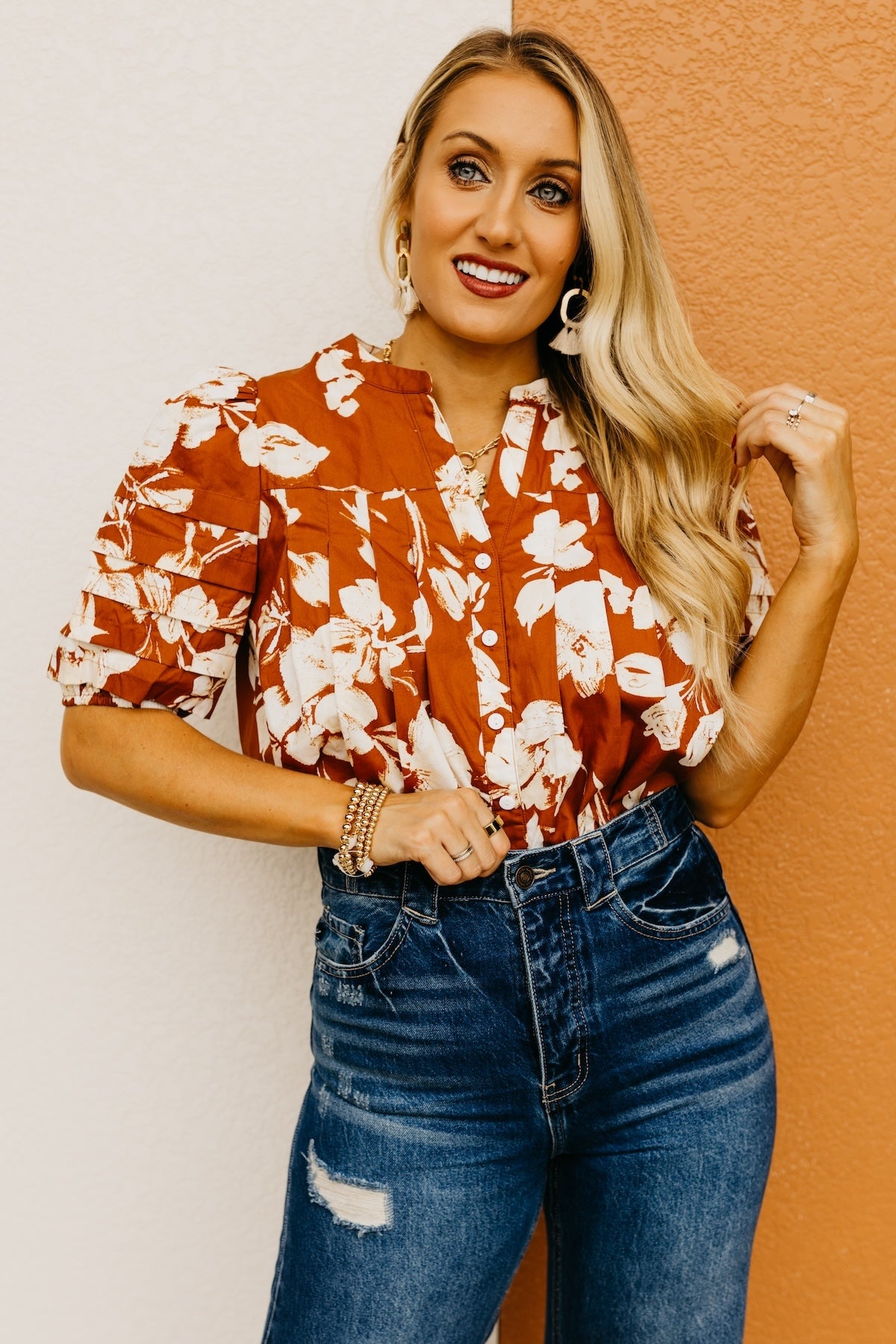 The Florence Floral Pleated Top