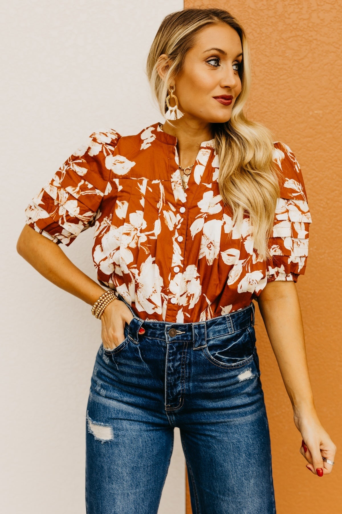 The Florence Floral Pleated Top