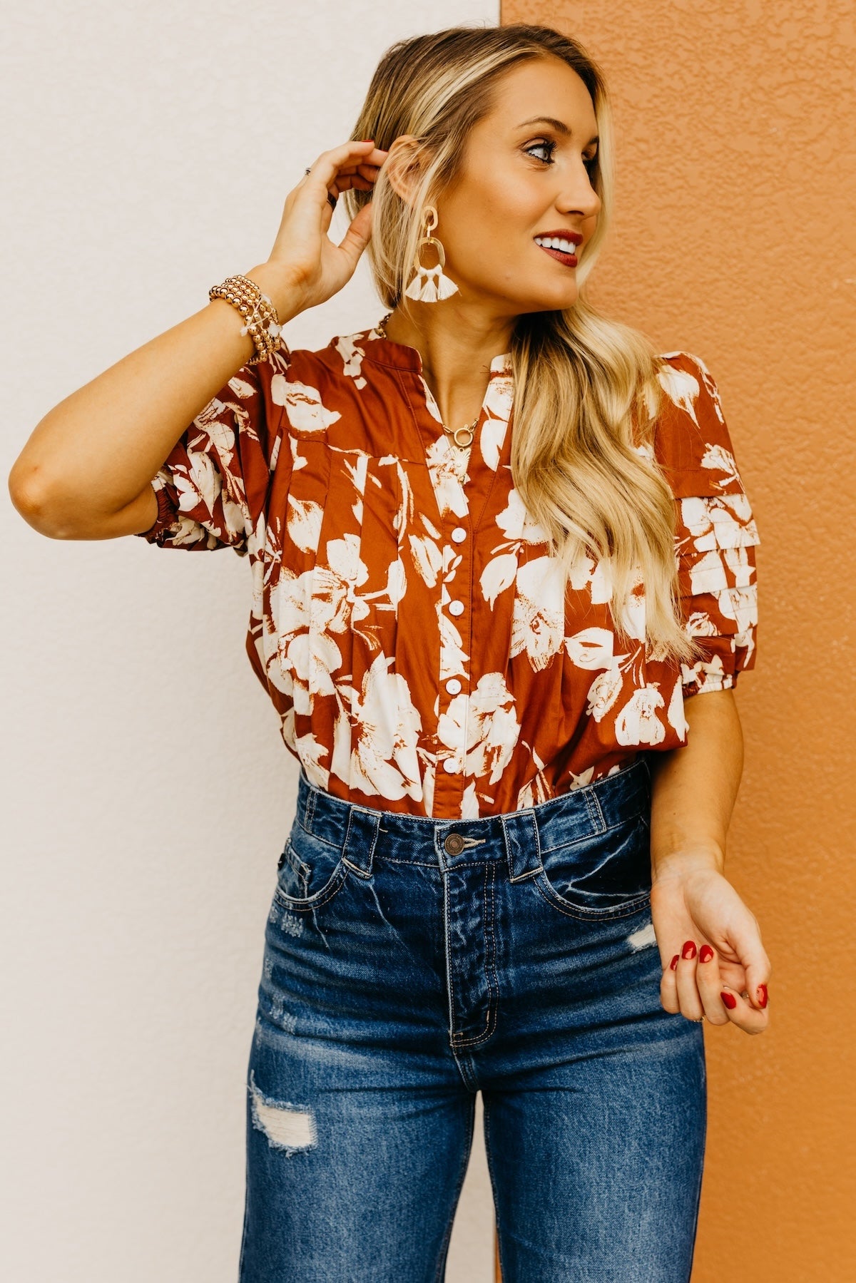 The Florence Floral Pleated Top