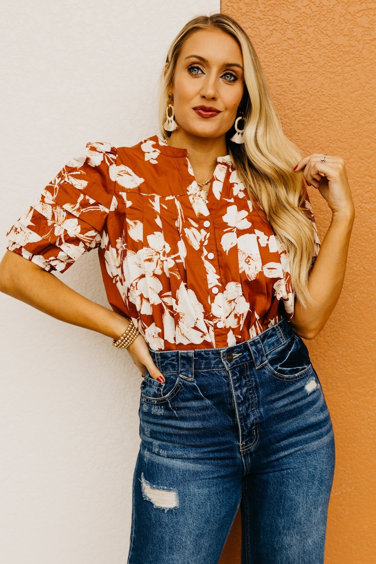 The Florence Floral Pleated Top