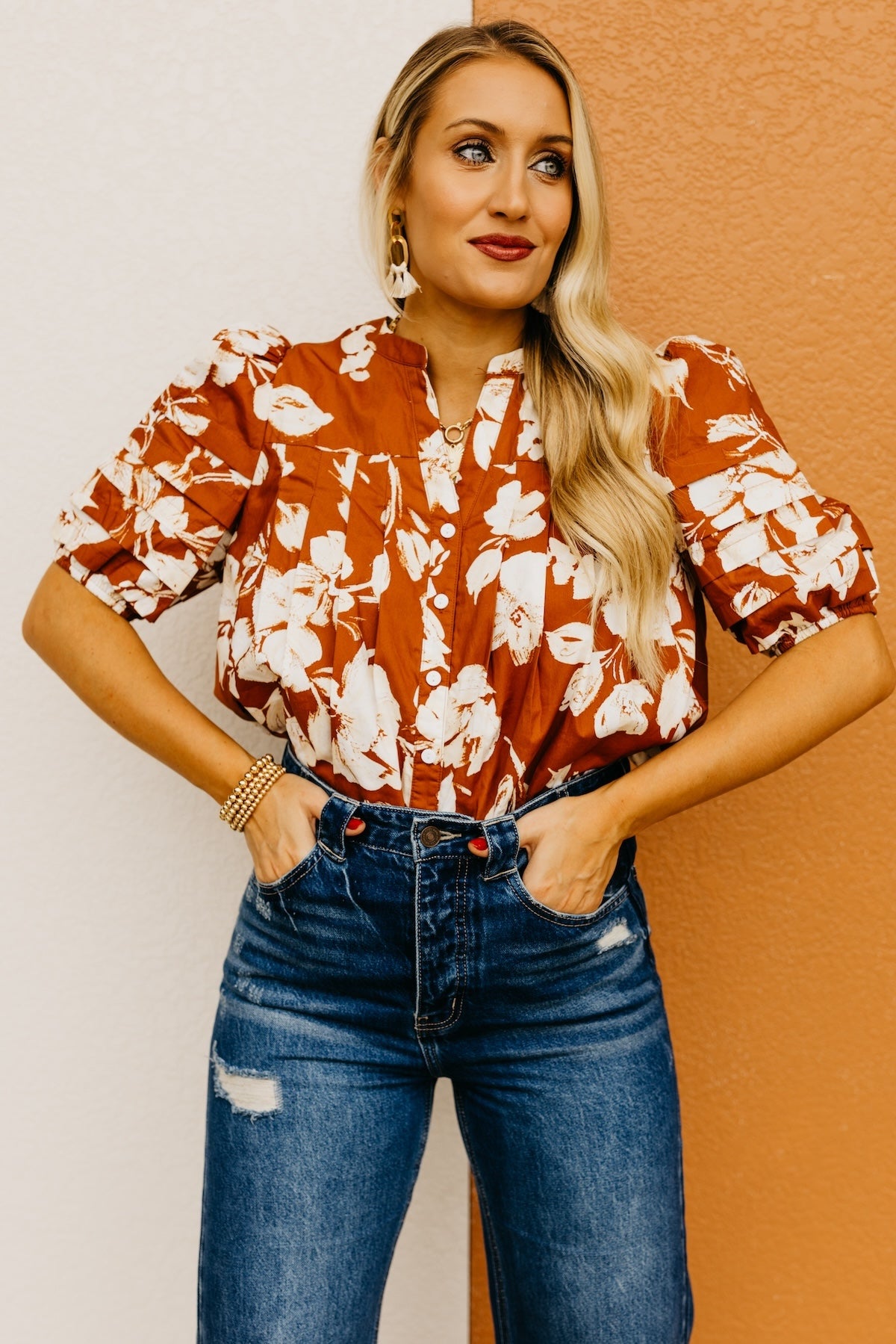 The Florence Floral Pleated Top