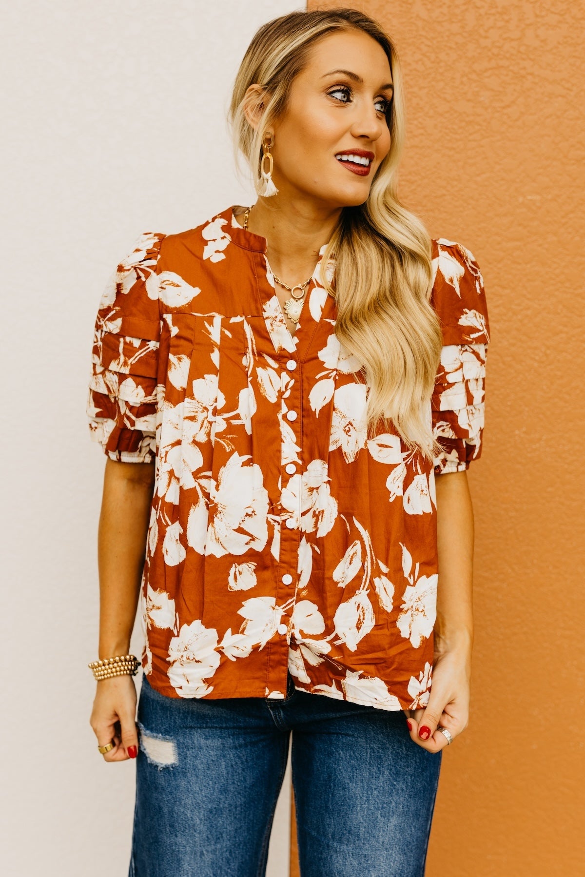 The Florence Floral Pleated Top