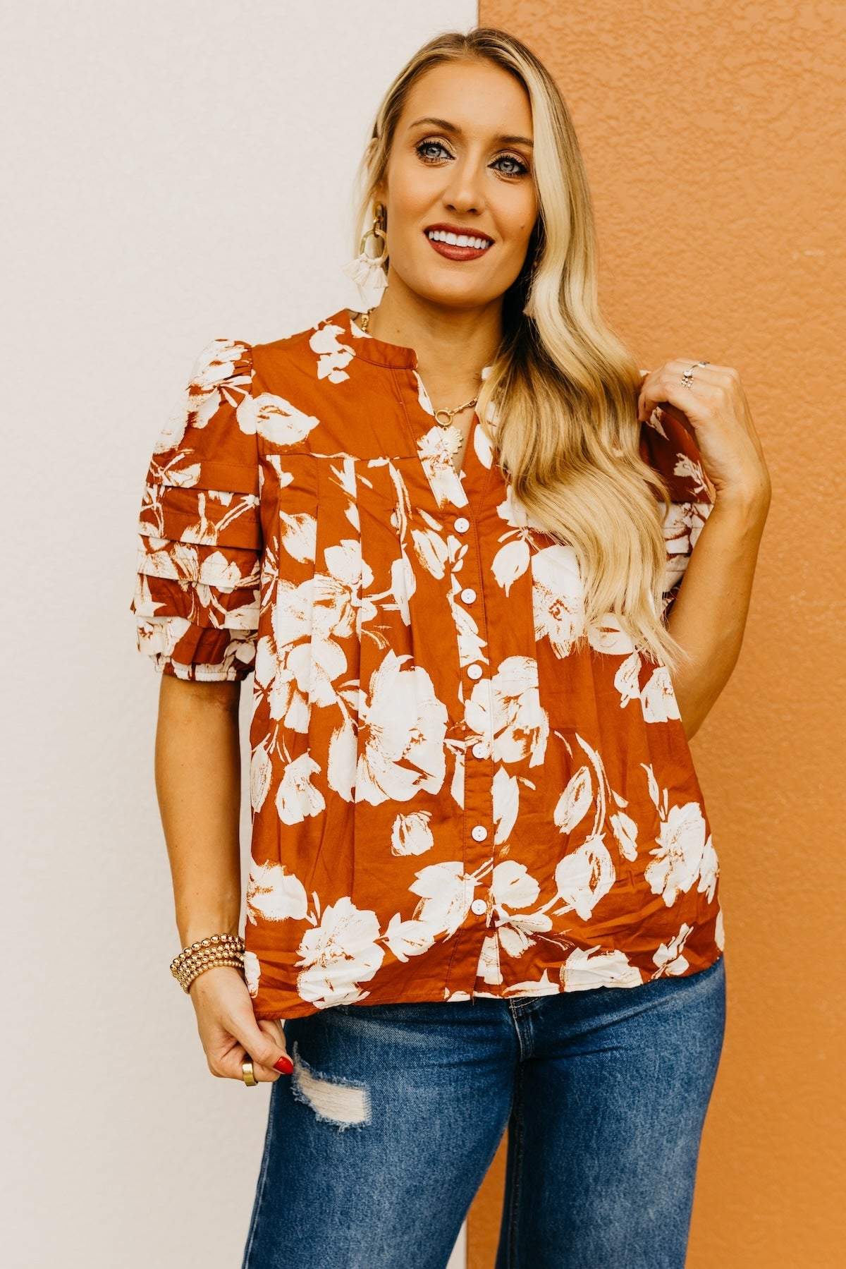 The Florence Floral Pleated Top