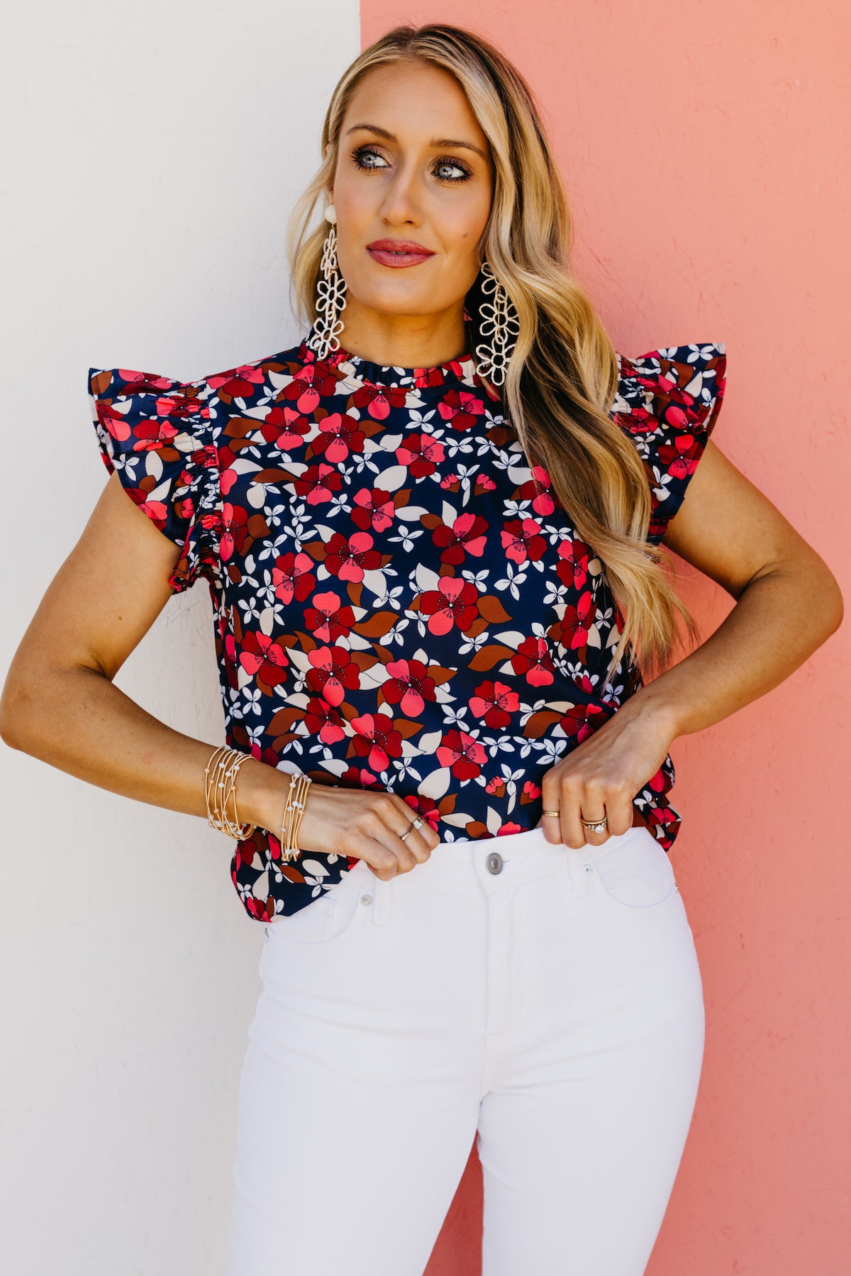 The Sylvia Floral Ruffle Trim Blouse