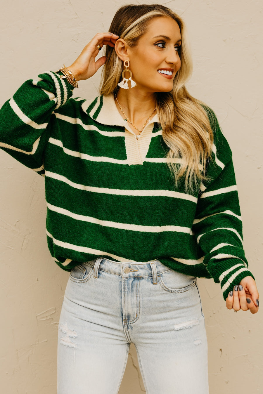 The Phoenix Collared Stripe Sweater