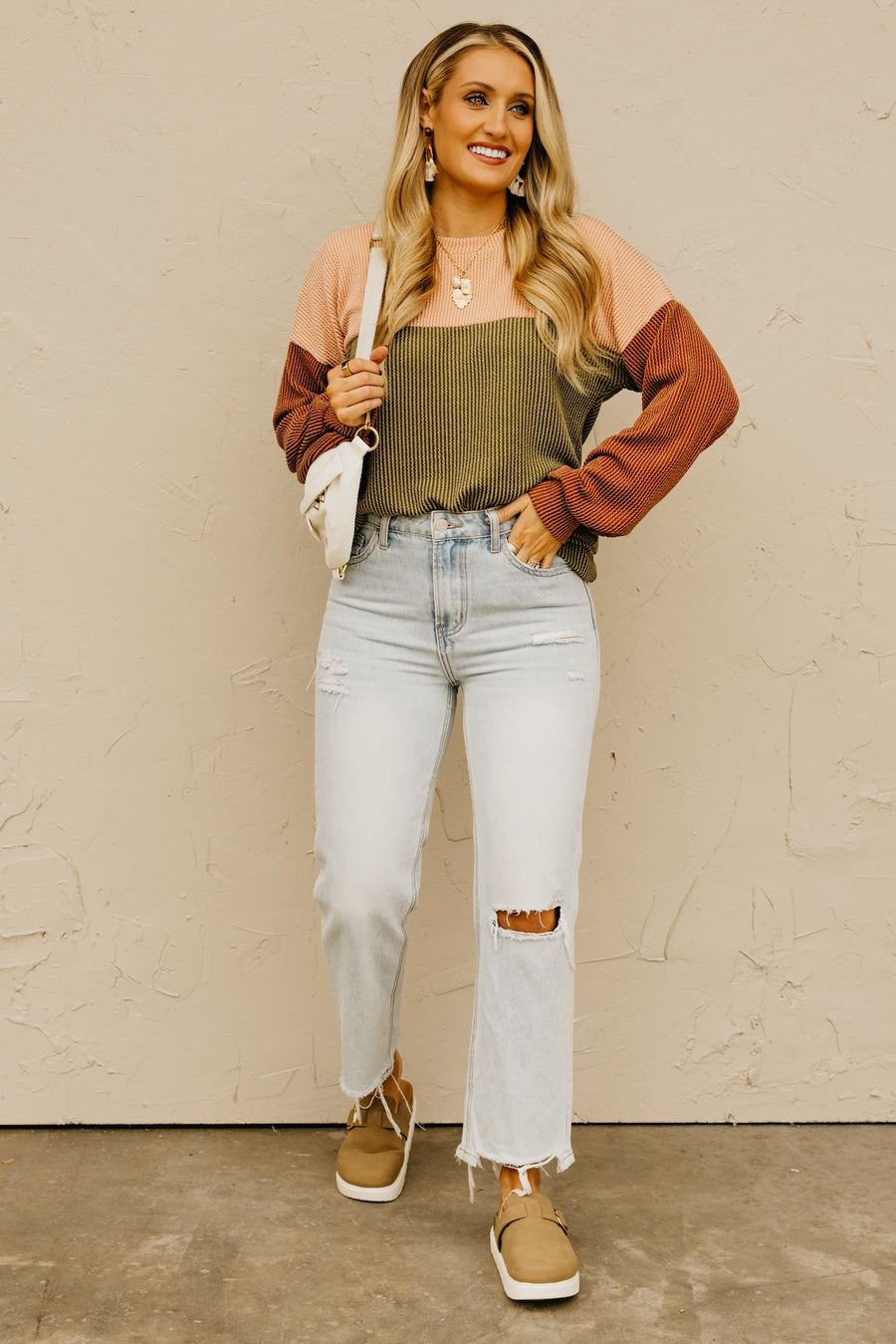 The Breanne Ribbed Color Block Shirt