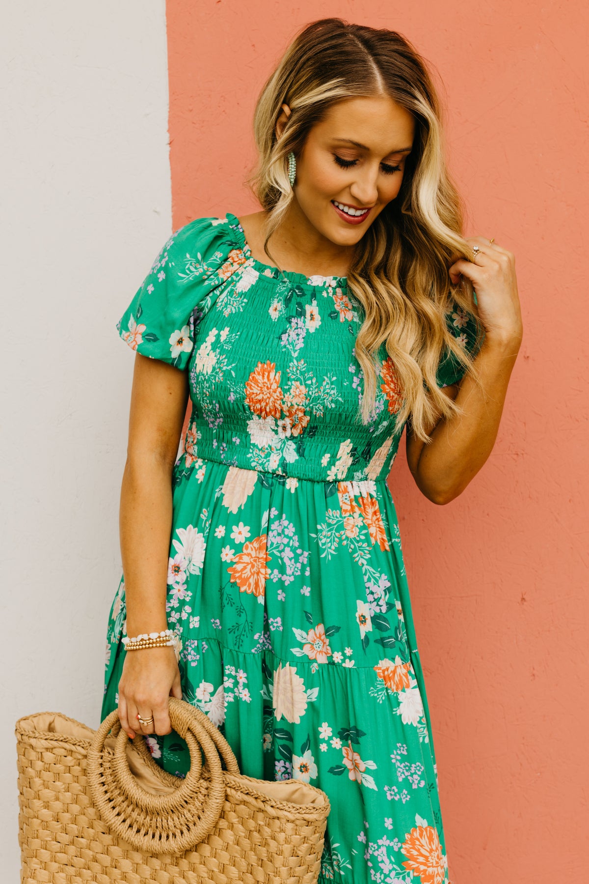 The Ismael Floral Bubble Sleeve Midi Dress