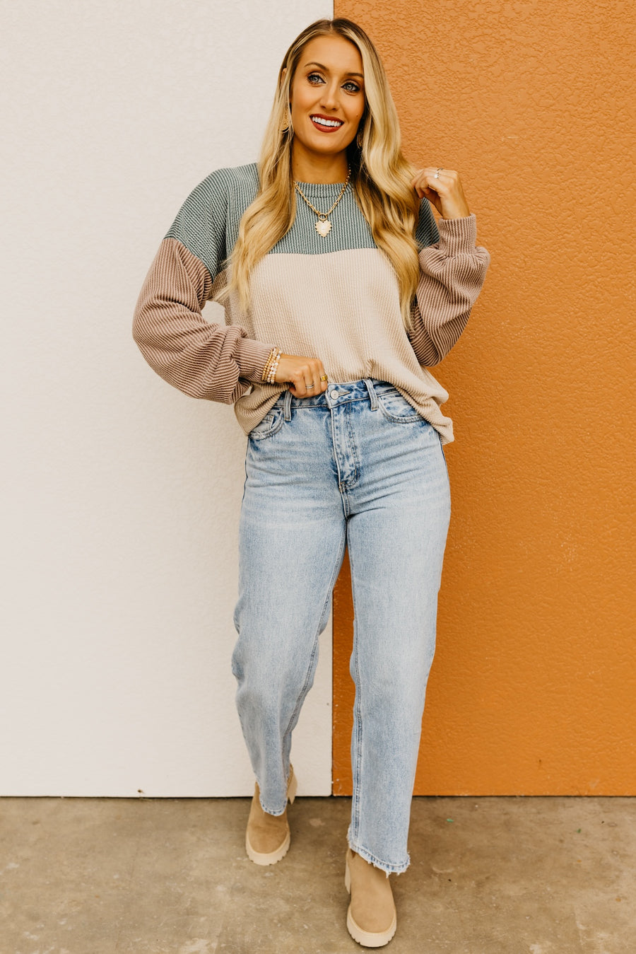 The Breanne Ribbed Color Block Knit Top