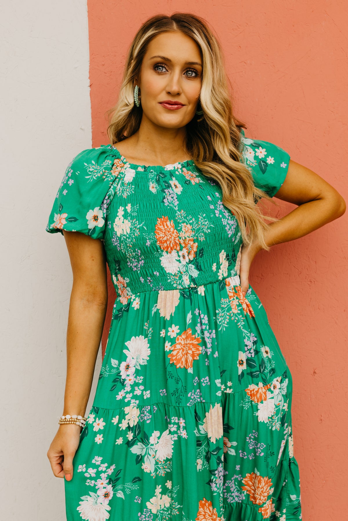 The Ismael Floral Bubble Sleeve Midi Dress