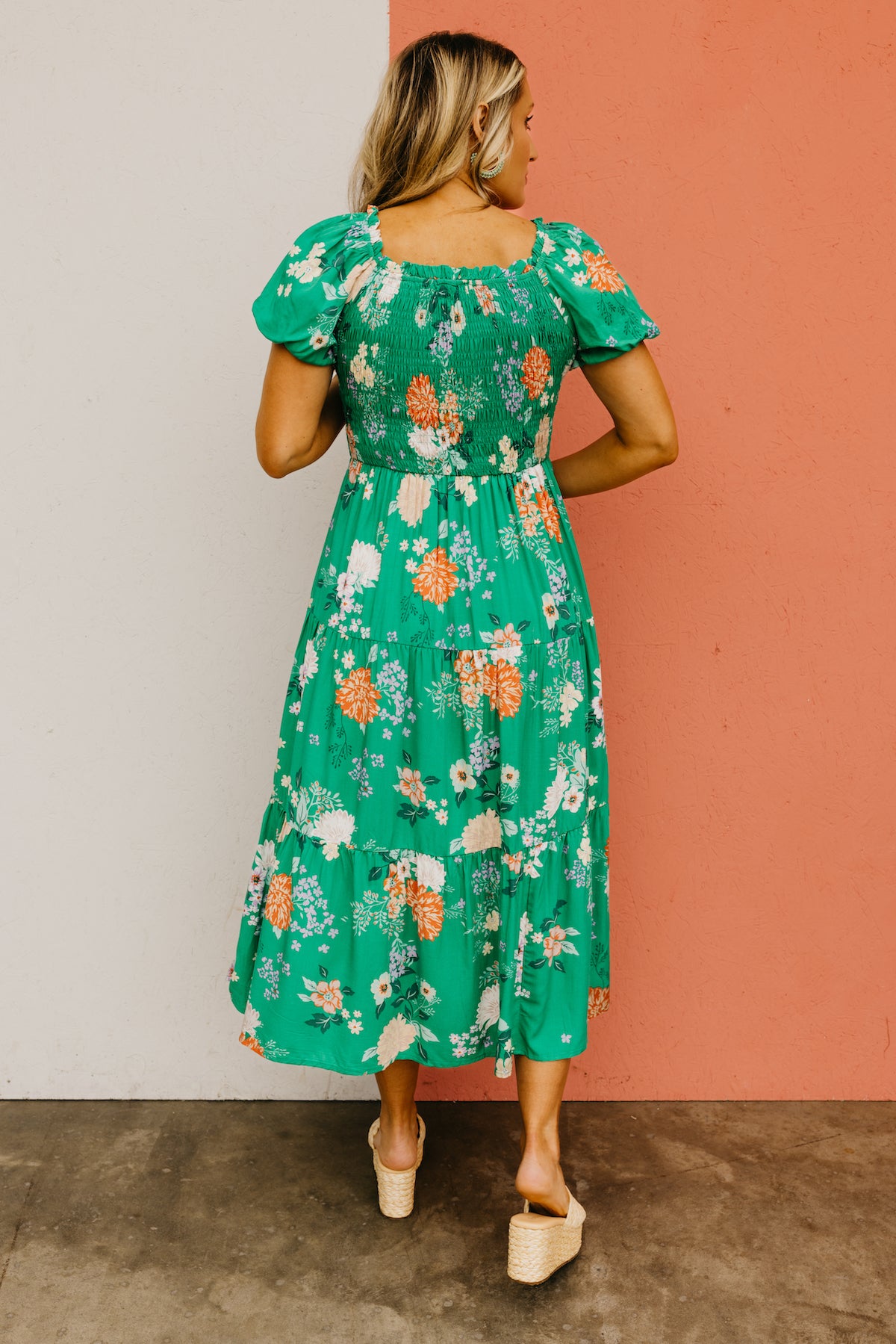 The Ismael Floral Bubble Sleeve Midi Dress