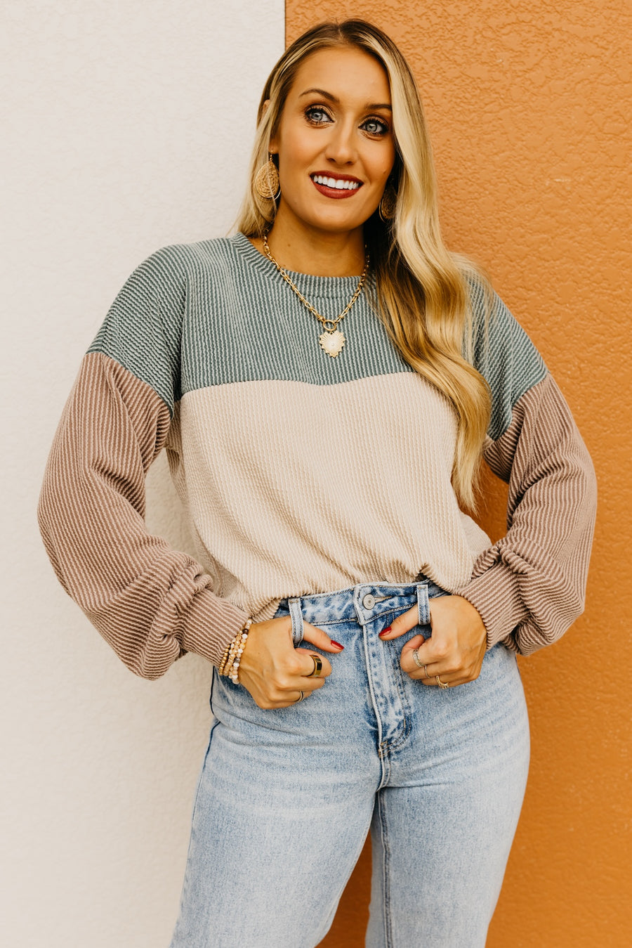 The Breanne Ribbed Color Block Knit Top