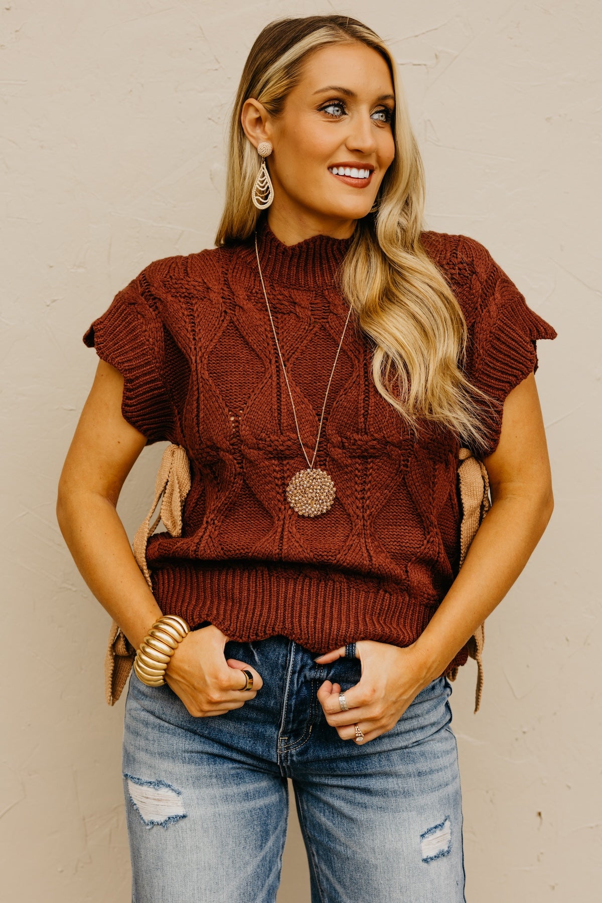 The Lennox Side Tie Sweater Top