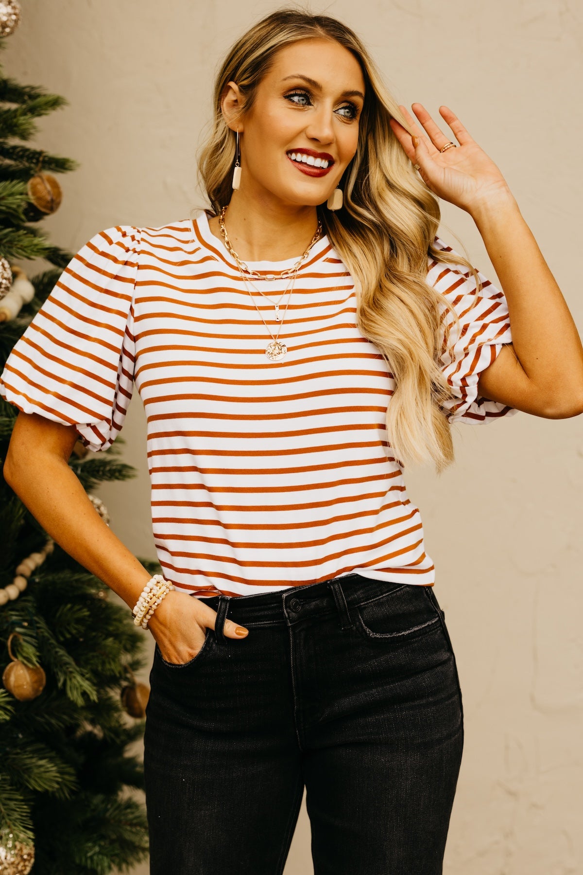 The Zahir Striped Puff Sleeve Top