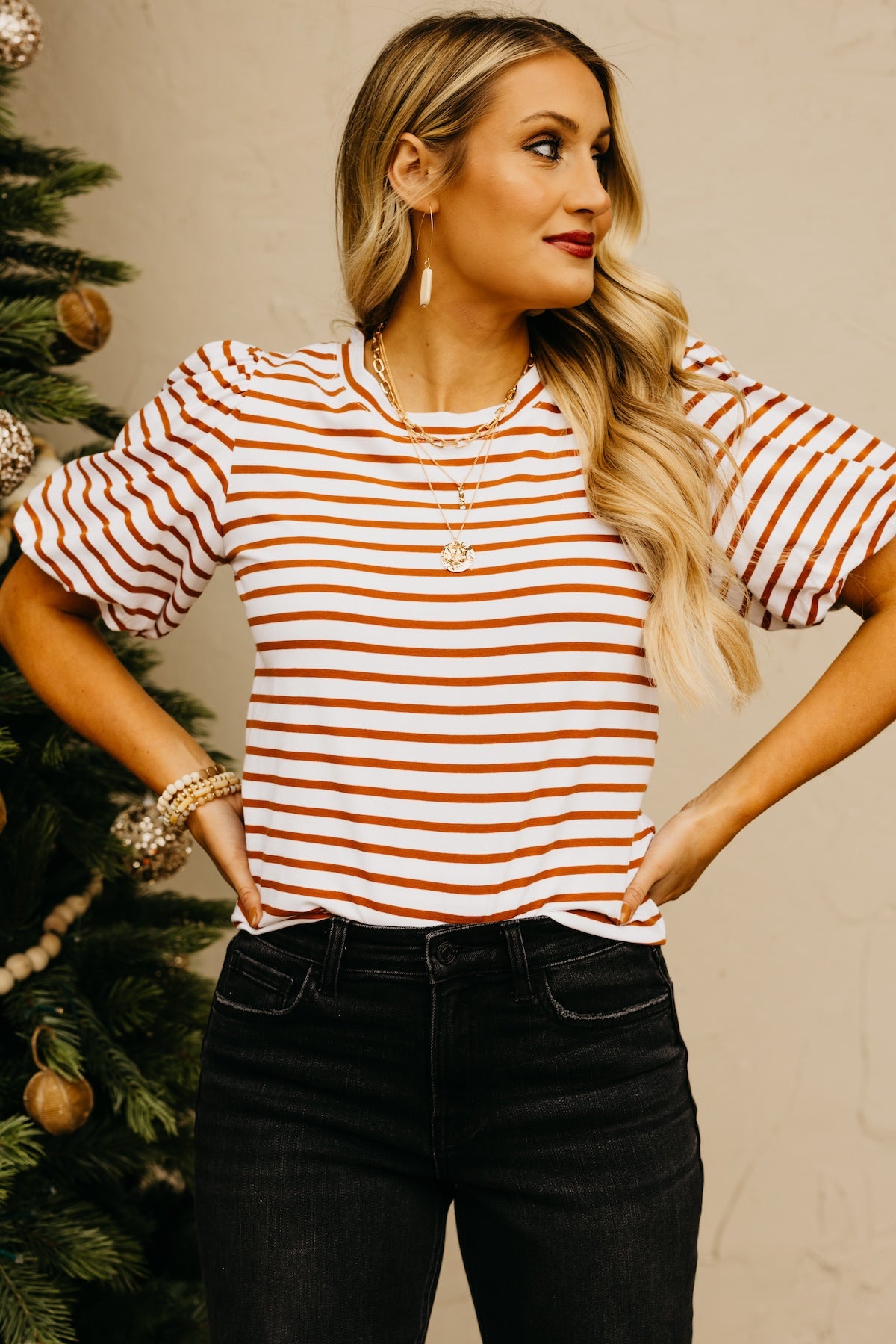 The Zahir Striped Puff Sleeve Top