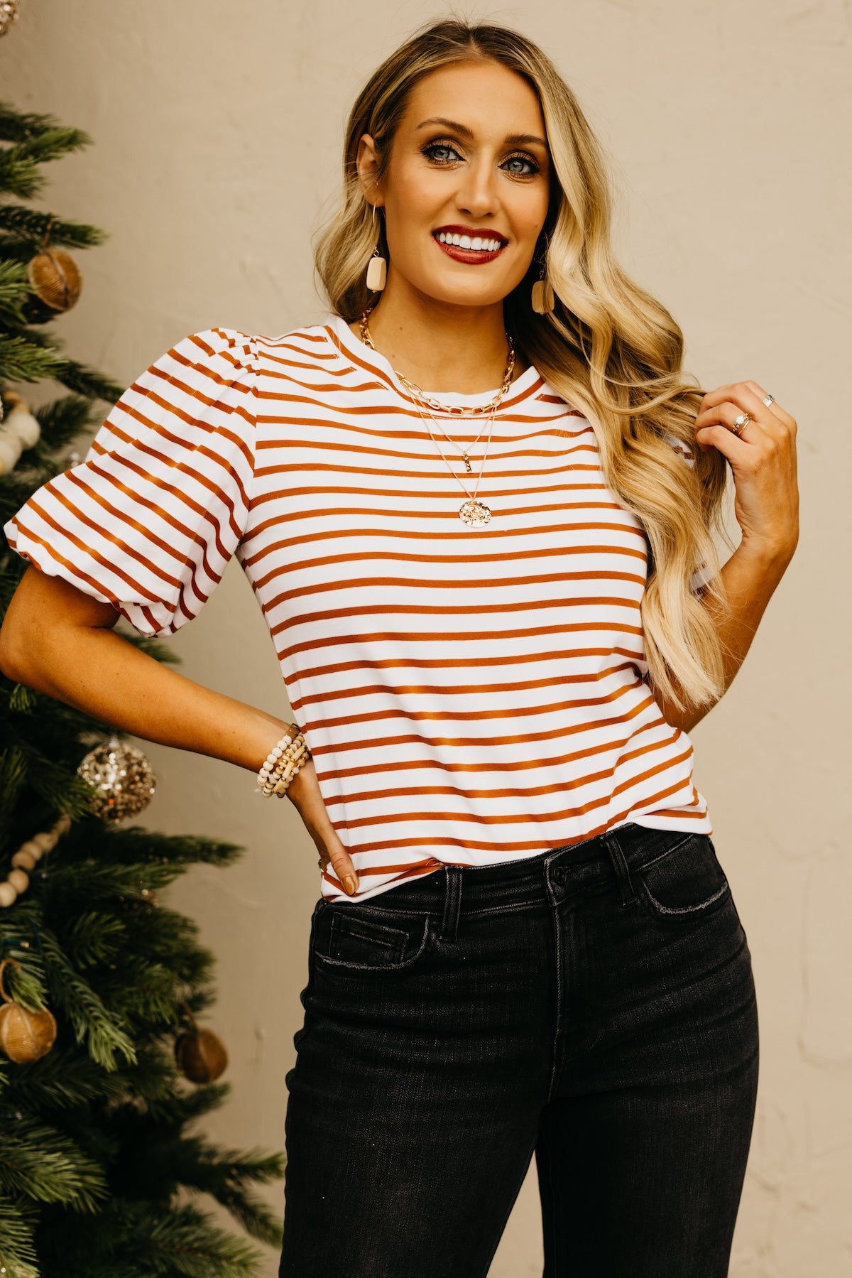 The Zahir Striped Puff Sleeve Top