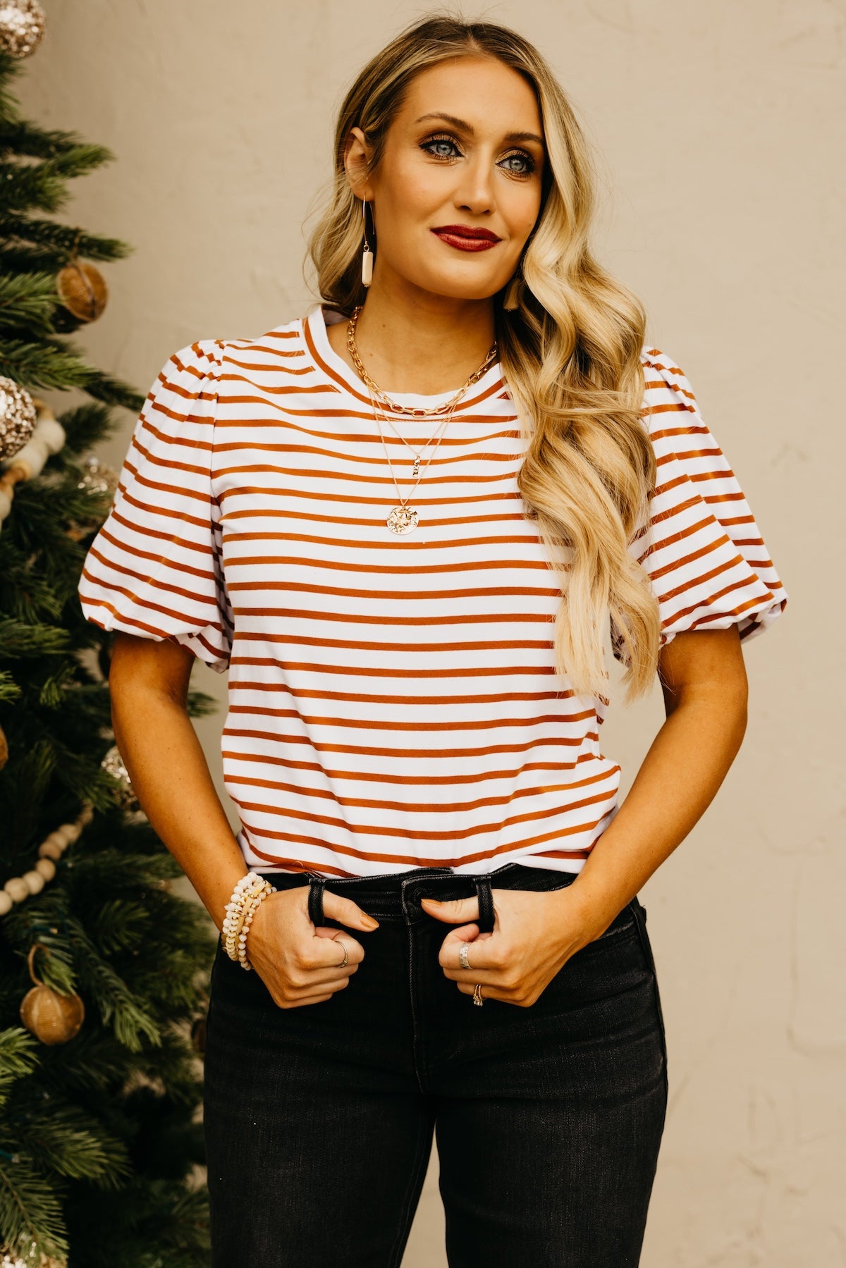 The Zahir Striped Puff Sleeve Top