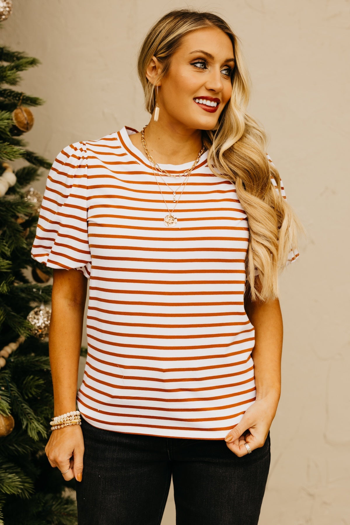 The Zahir Striped Puff Sleeve Top