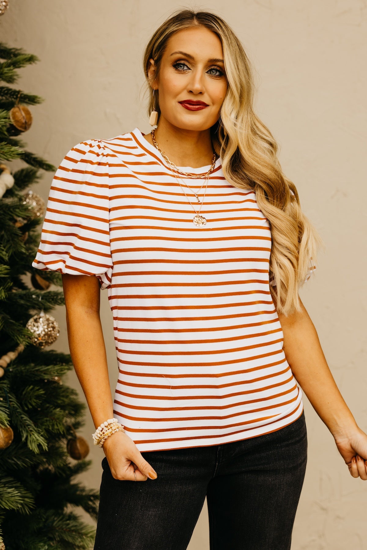 The Zahir Striped Puff Sleeve Top