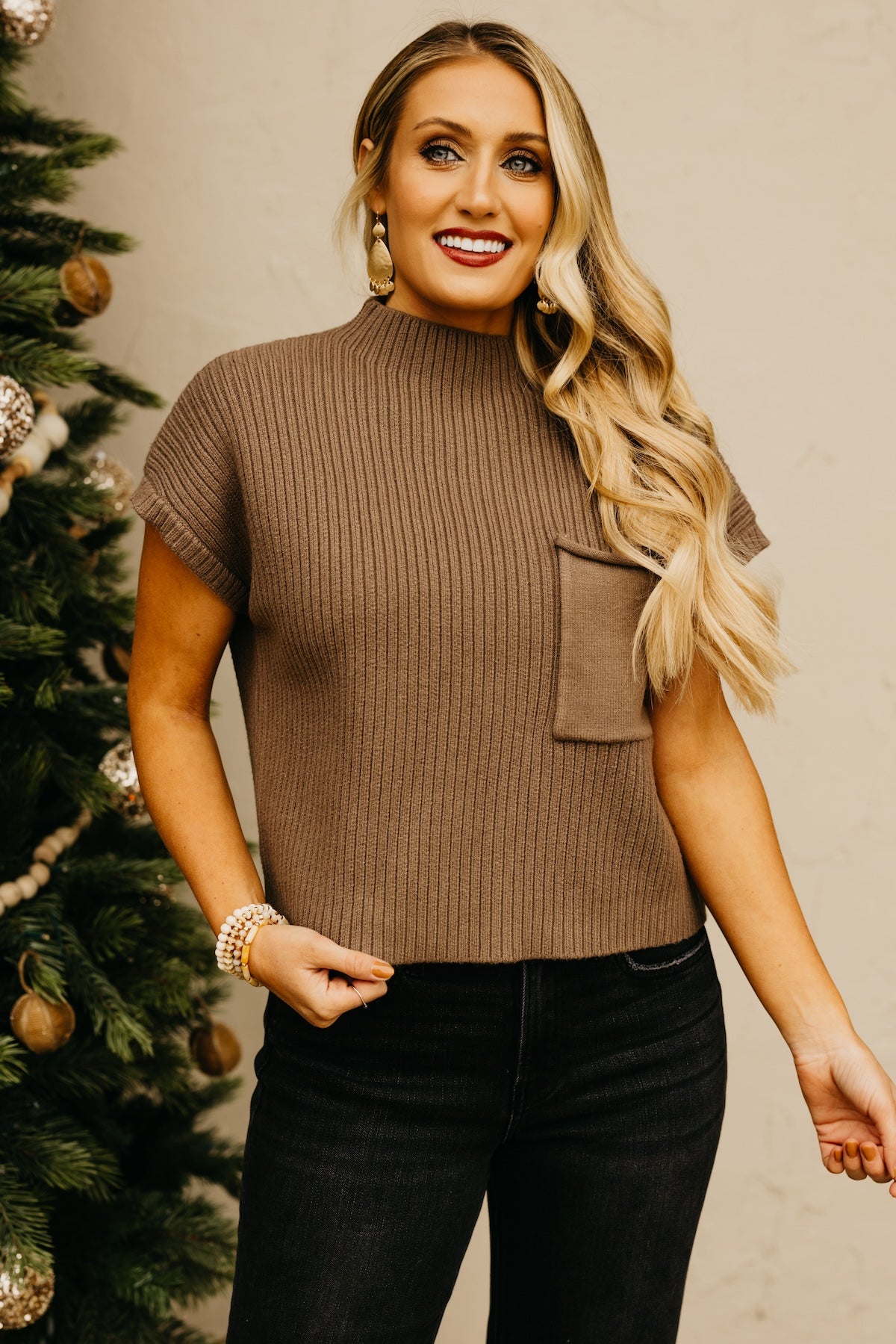 The Marina Mock Neck Sweater Vest