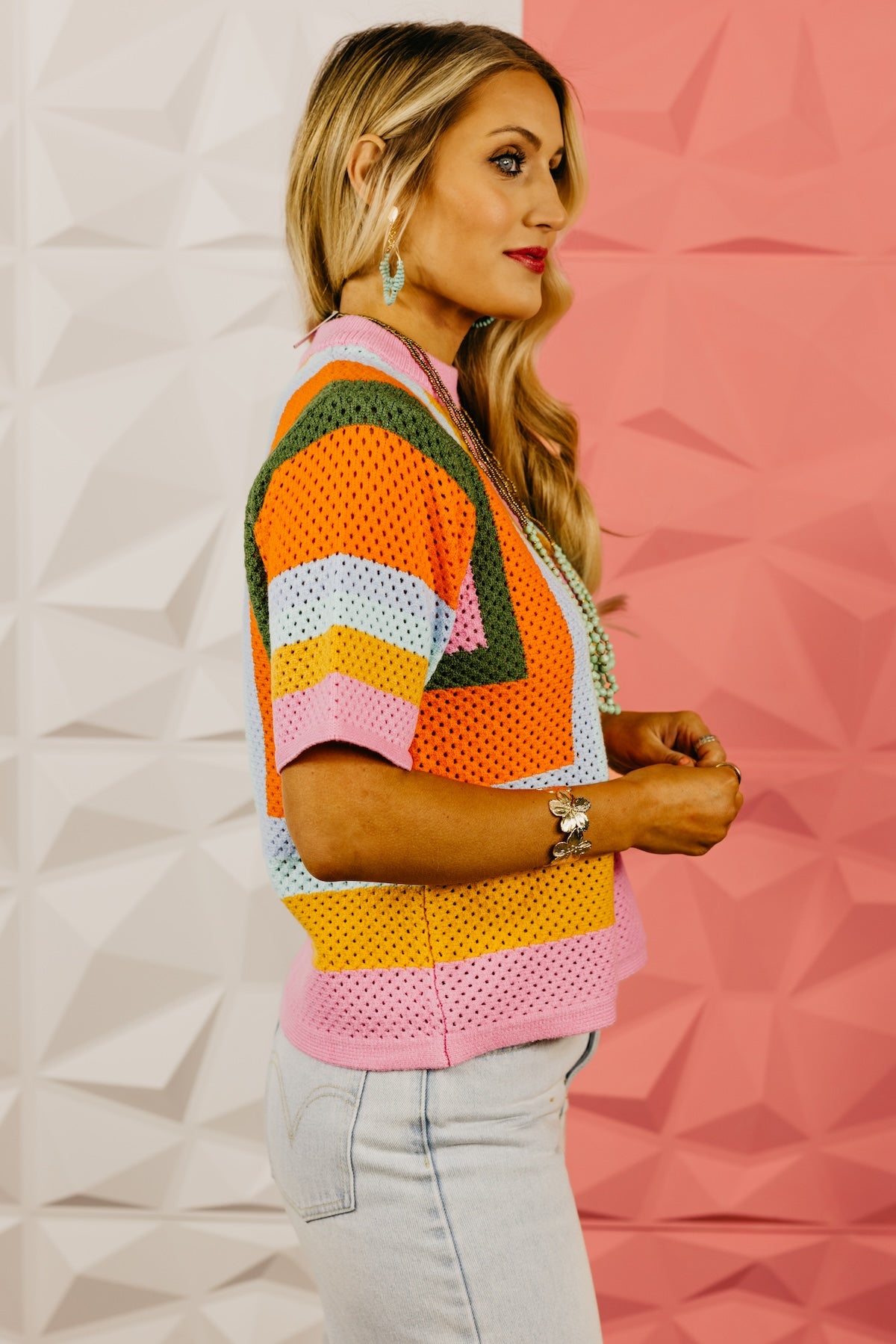 The Aliyah Open Knit Block Sweater