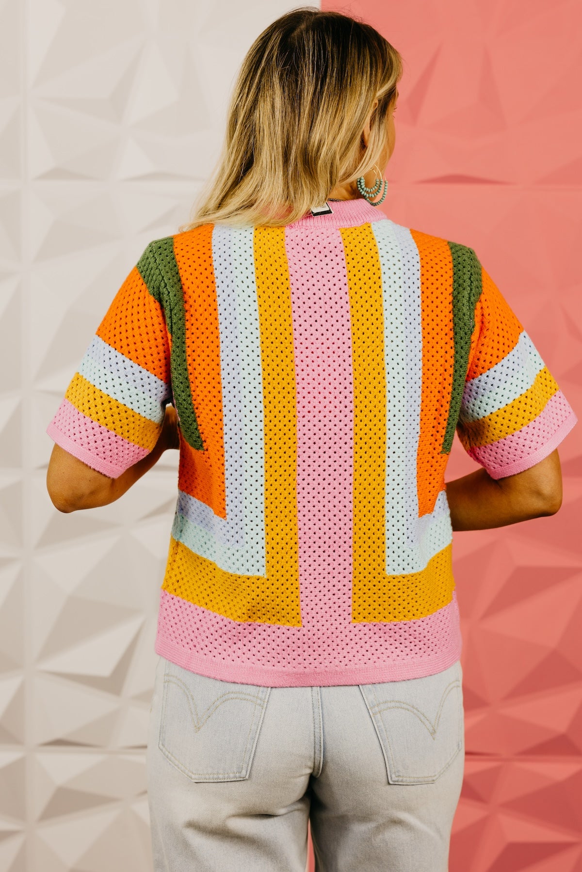 The Aliyah Open Knit Block Sweater