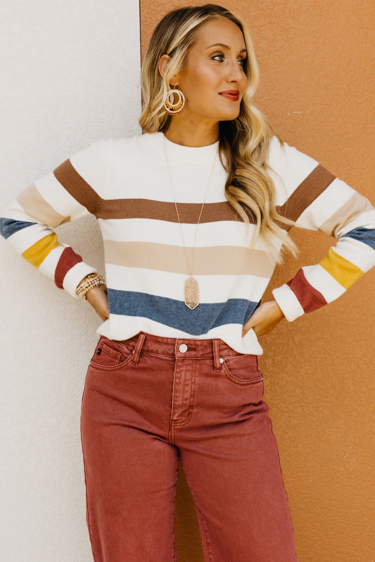 The Alfredo Wide Rainbow Striped Sweater